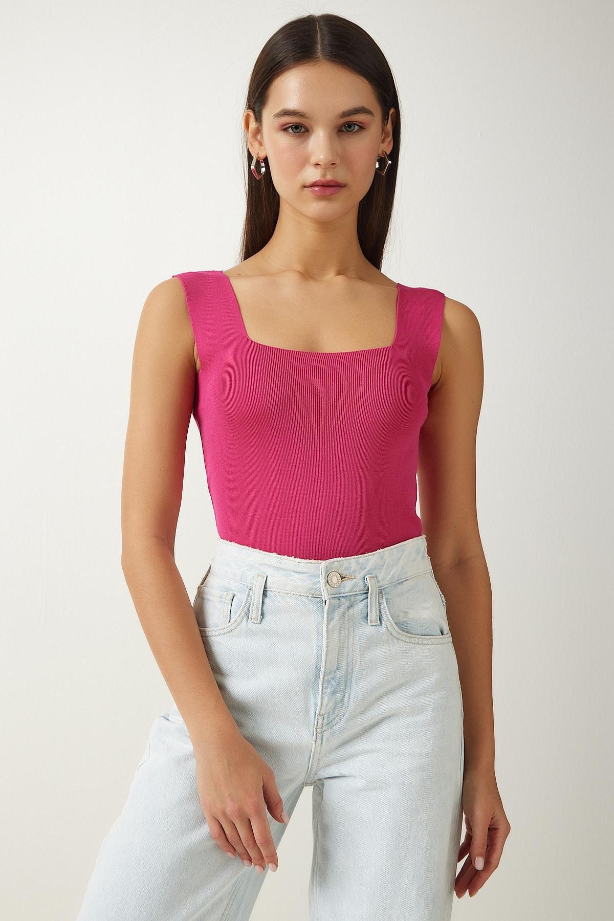 Pink Plain Blouse, Vivid Pink, large image number 2