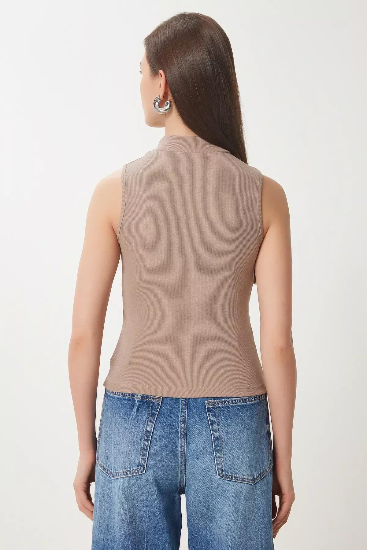 Beige Plain Blouse, Beige, large image number 4