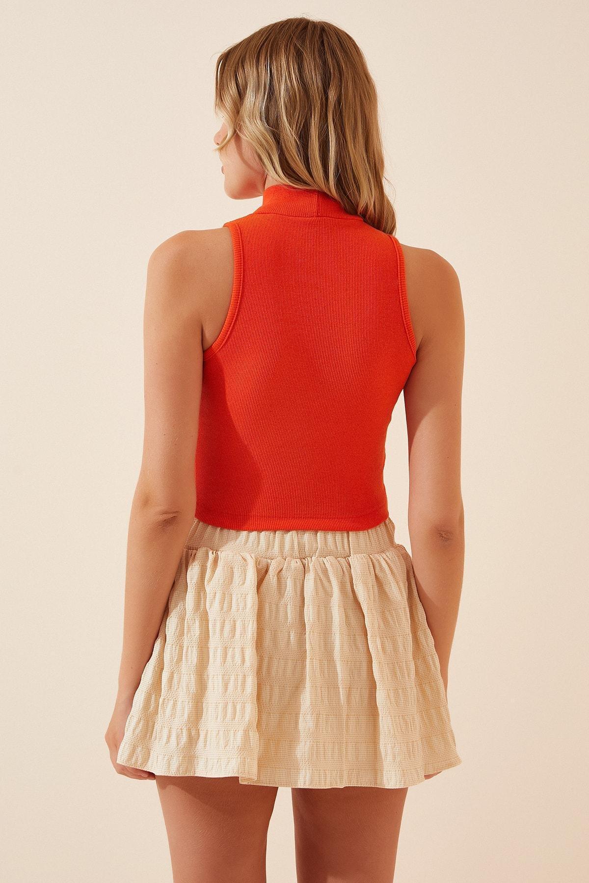 Orange Plain Blouse, DARK ORANGE, large image number 2
