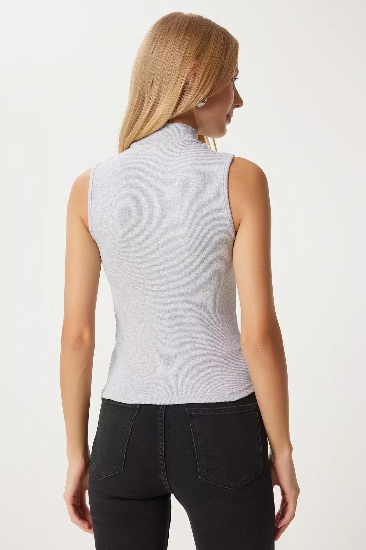 Grey Plain Blouse, GRAY MELANGE, large image number 4