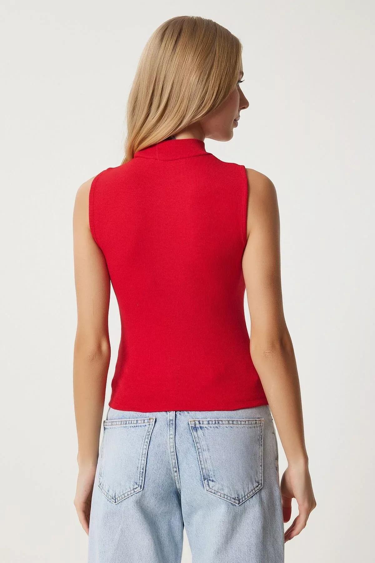 Red Plain Blouse, Red, large image number 5