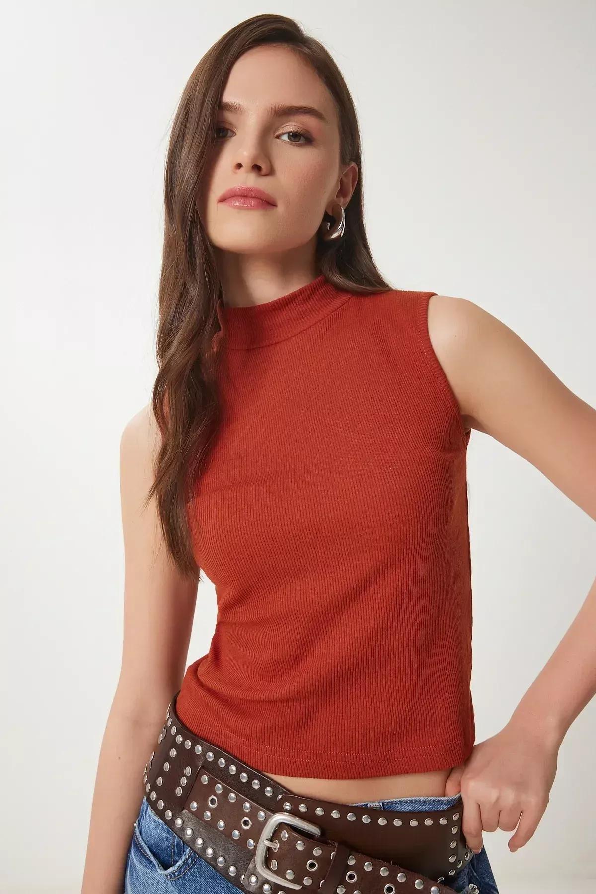Orange Plain Blouse, , medium