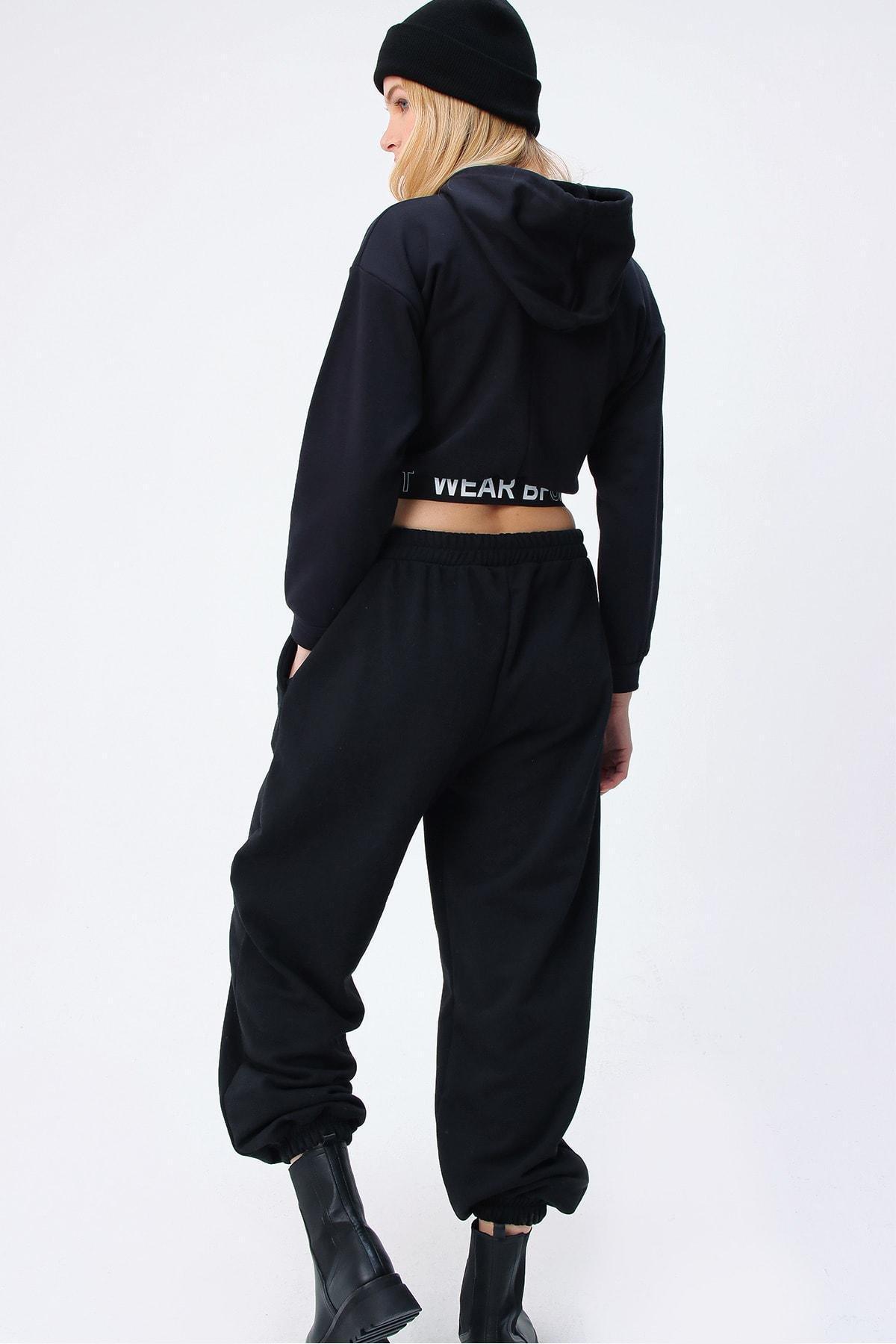 Black Jogger Sweatpants, Black, large image number 3