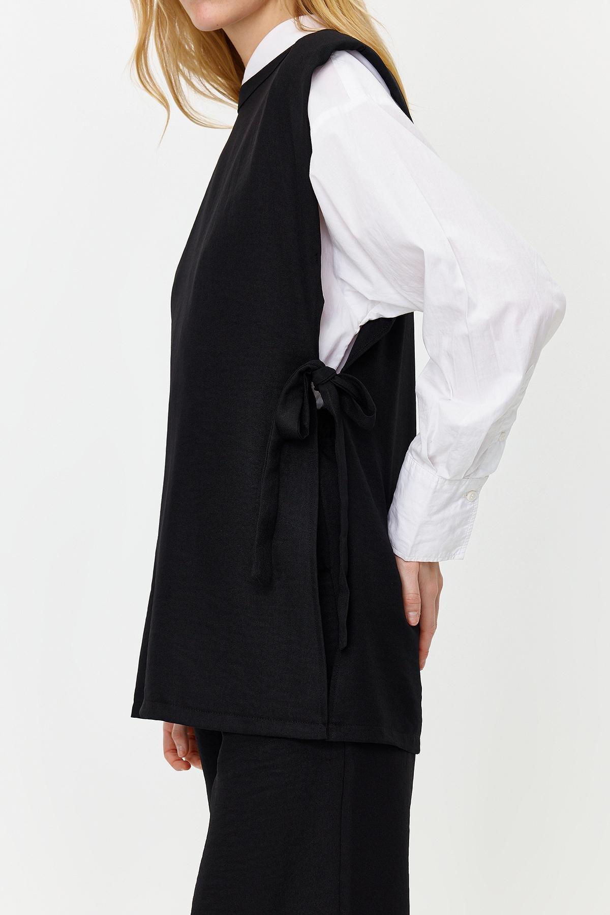 Black Linen Woven Co-Ord Set, , large image number 3