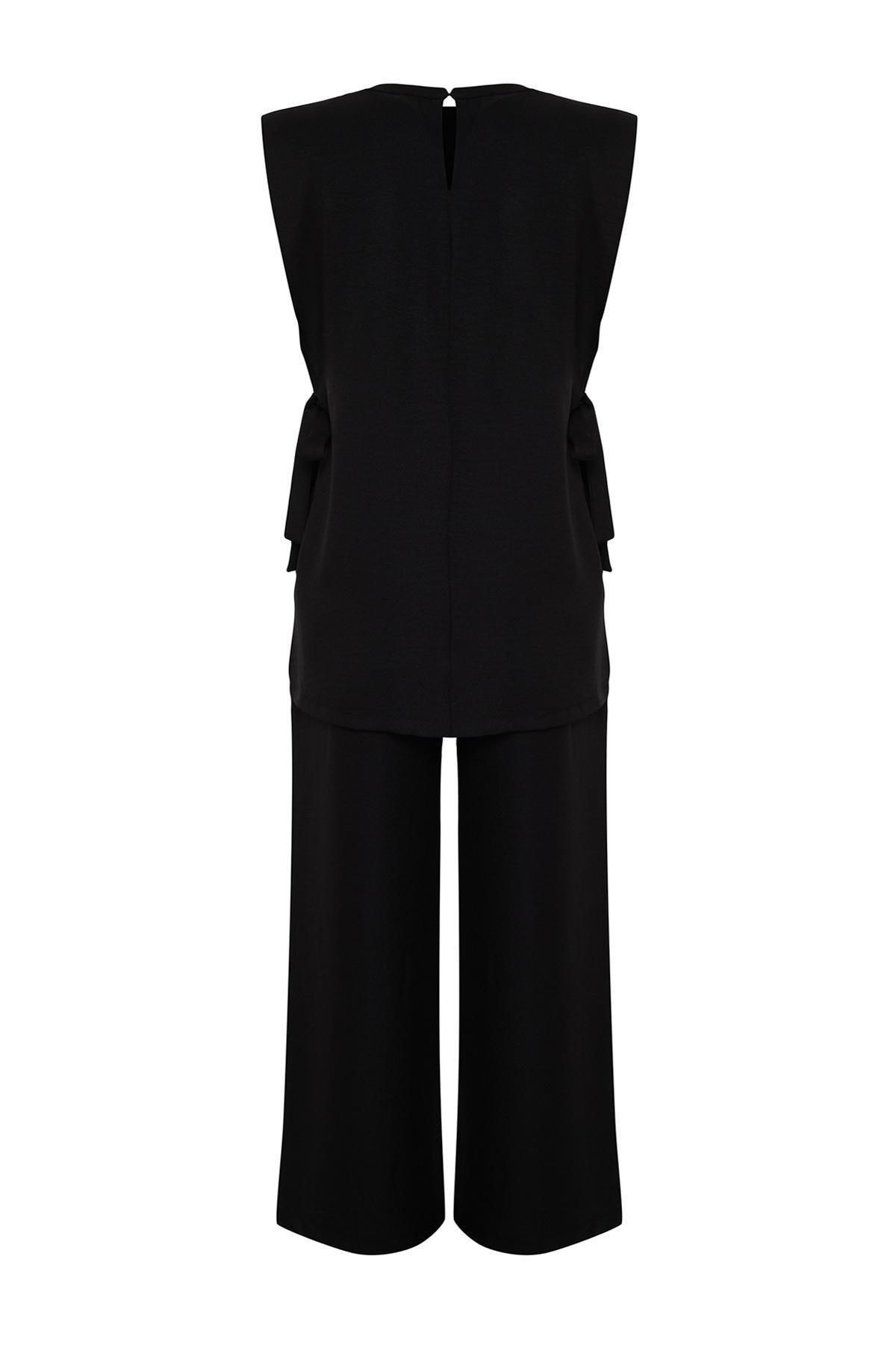 Black Linen Woven Co-Ord Set, , large image number 6