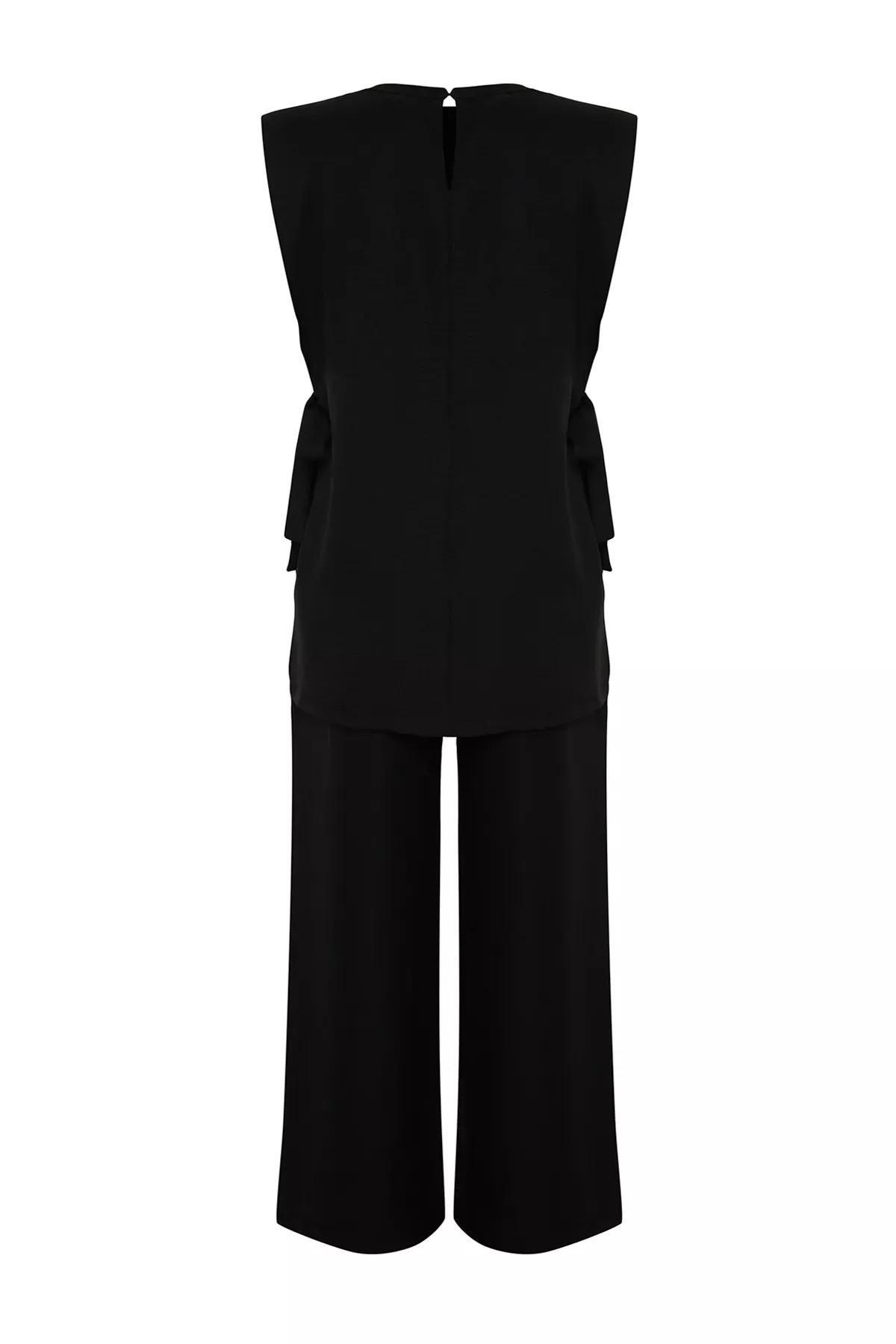 Black Linen Woven Co-Ord Set, , large image number 6