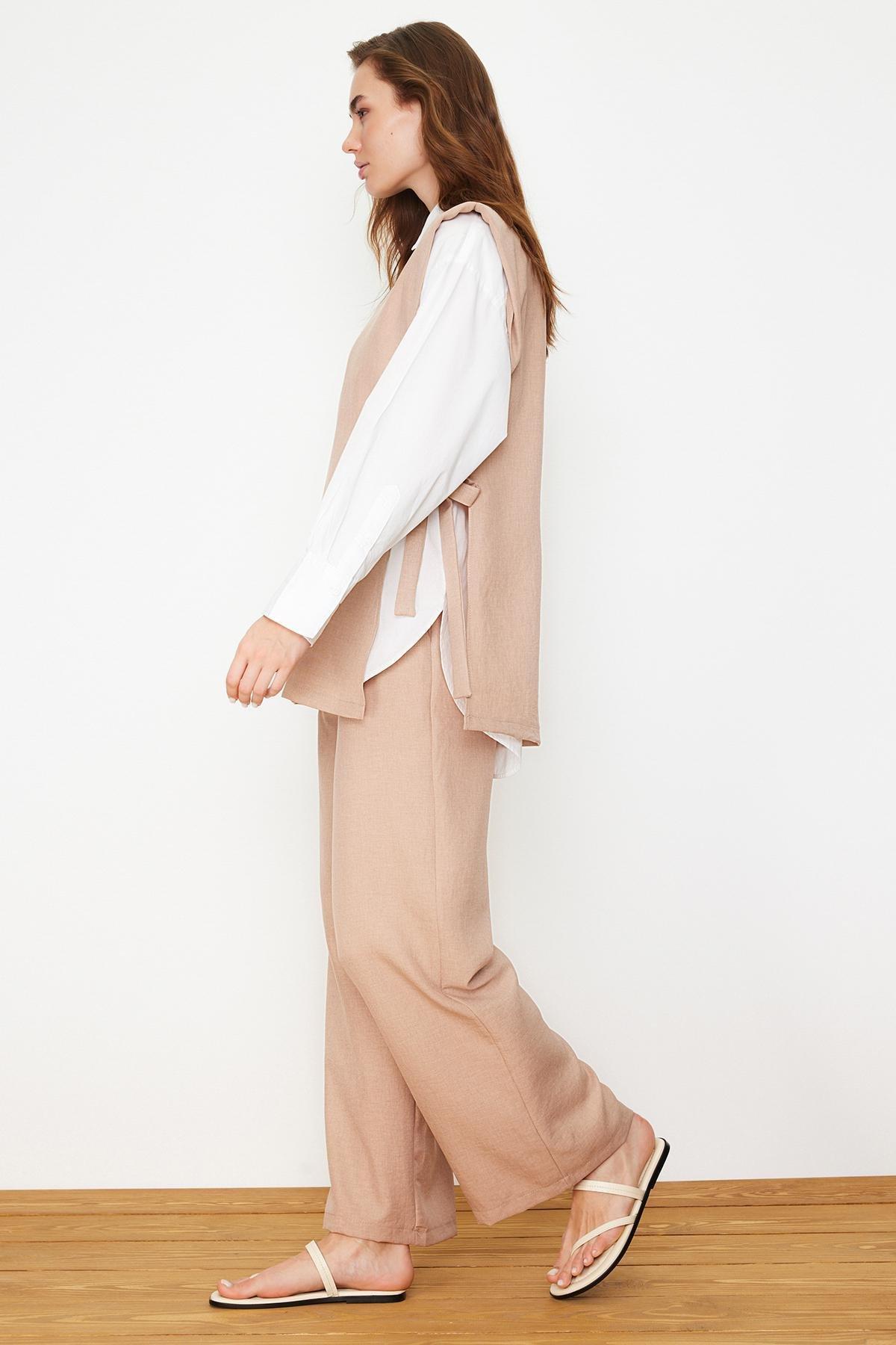 Brown Linen Woven Co-Ord Set, , large image number 0
