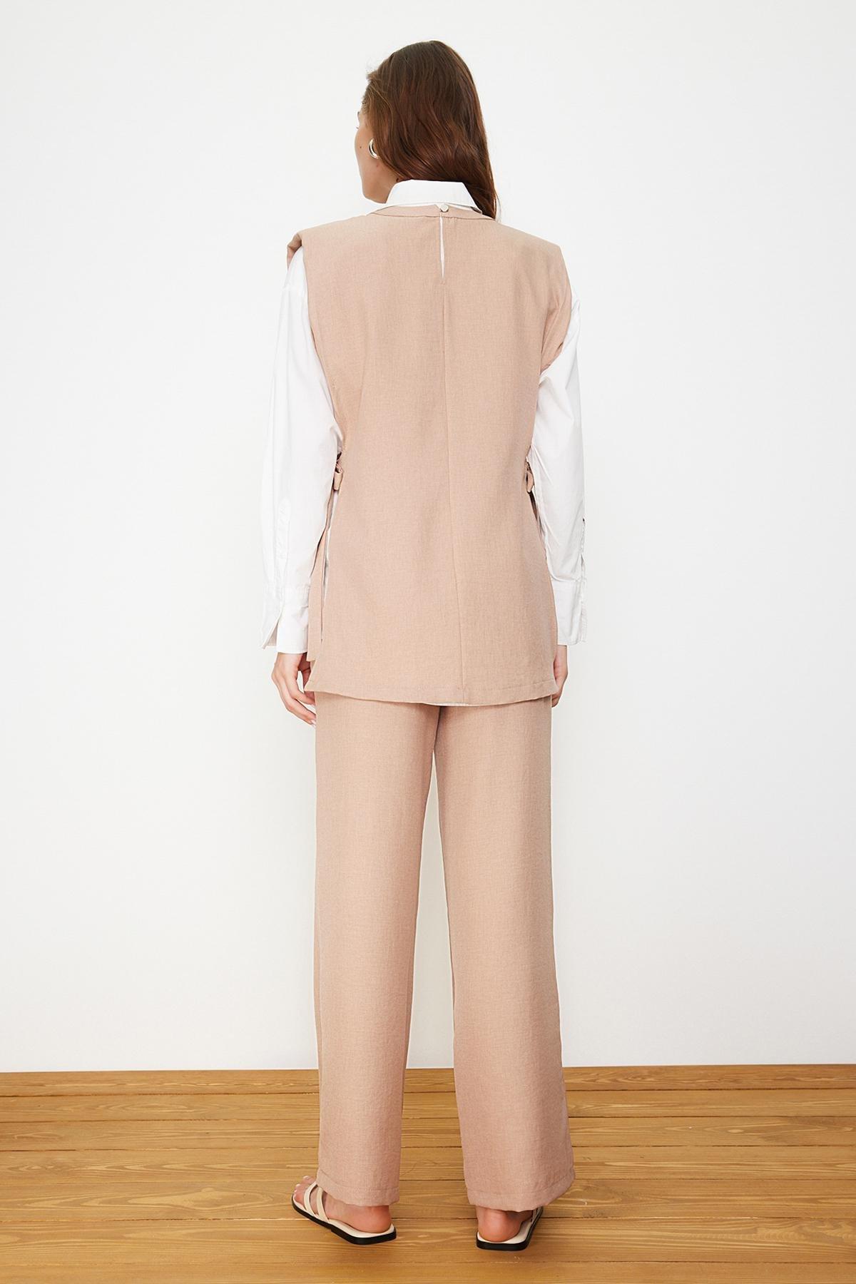Brown Linen Woven Co-Ord Set, , large image number 4