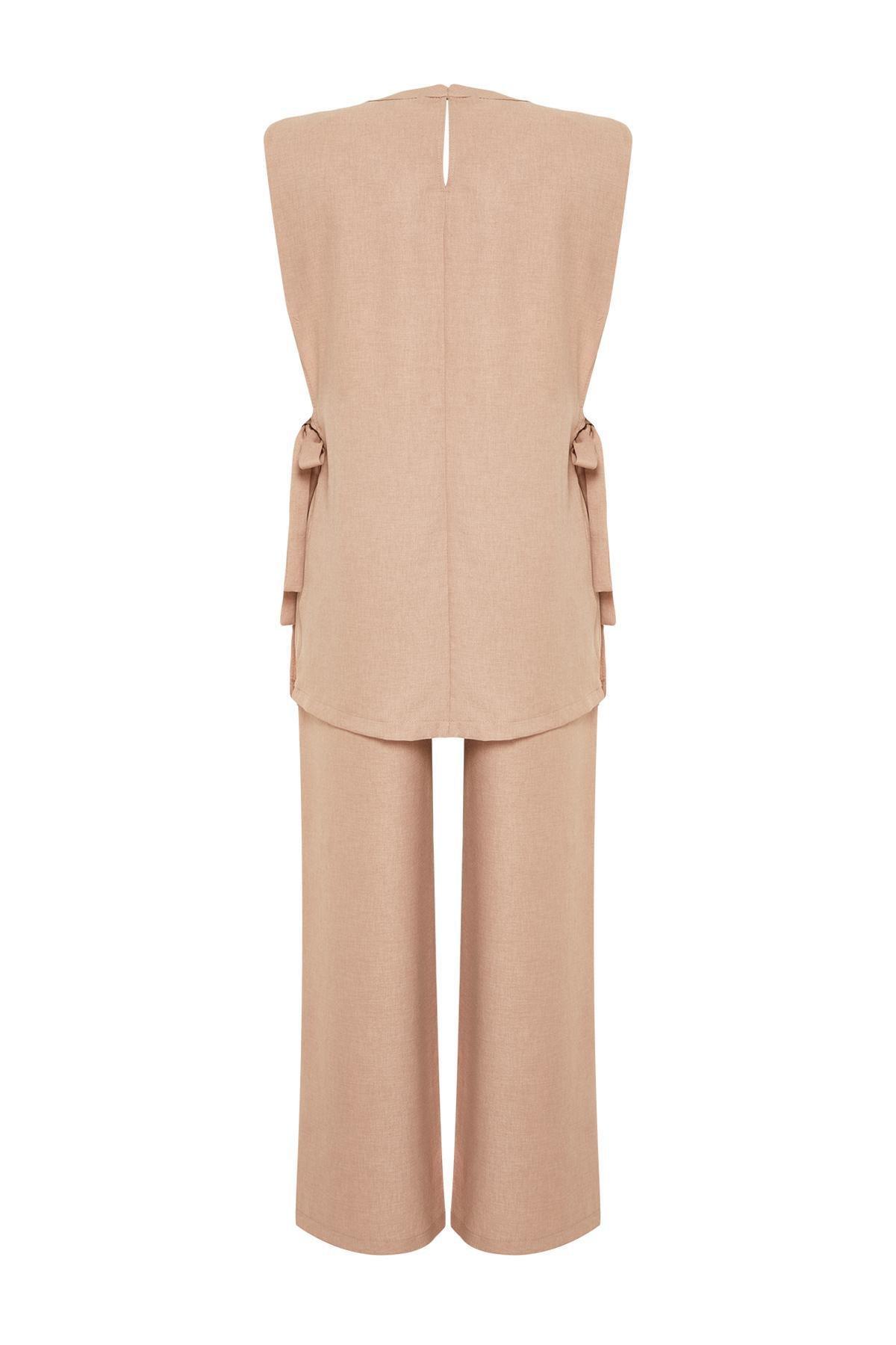 Brown Linen Woven Co-Ord Set, , large image number 5