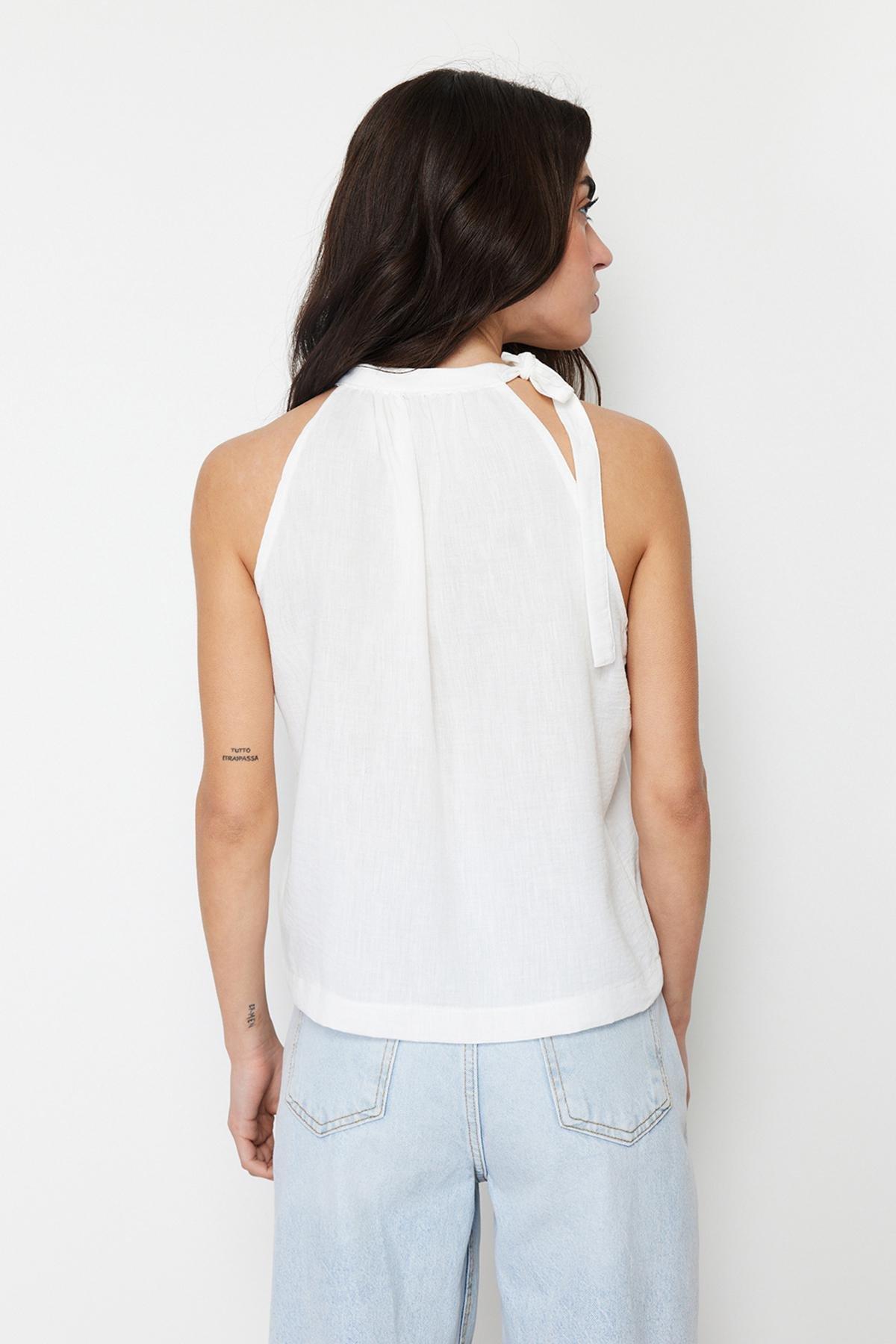 Ecru Halter Embroidery Blouse, , large image number 4