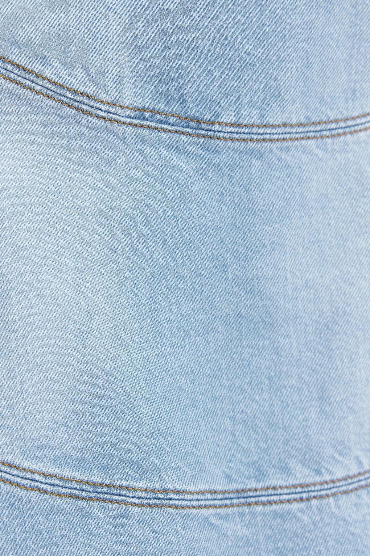 Blue High Waist Mini Denim Skirt, Blue, large image number 4