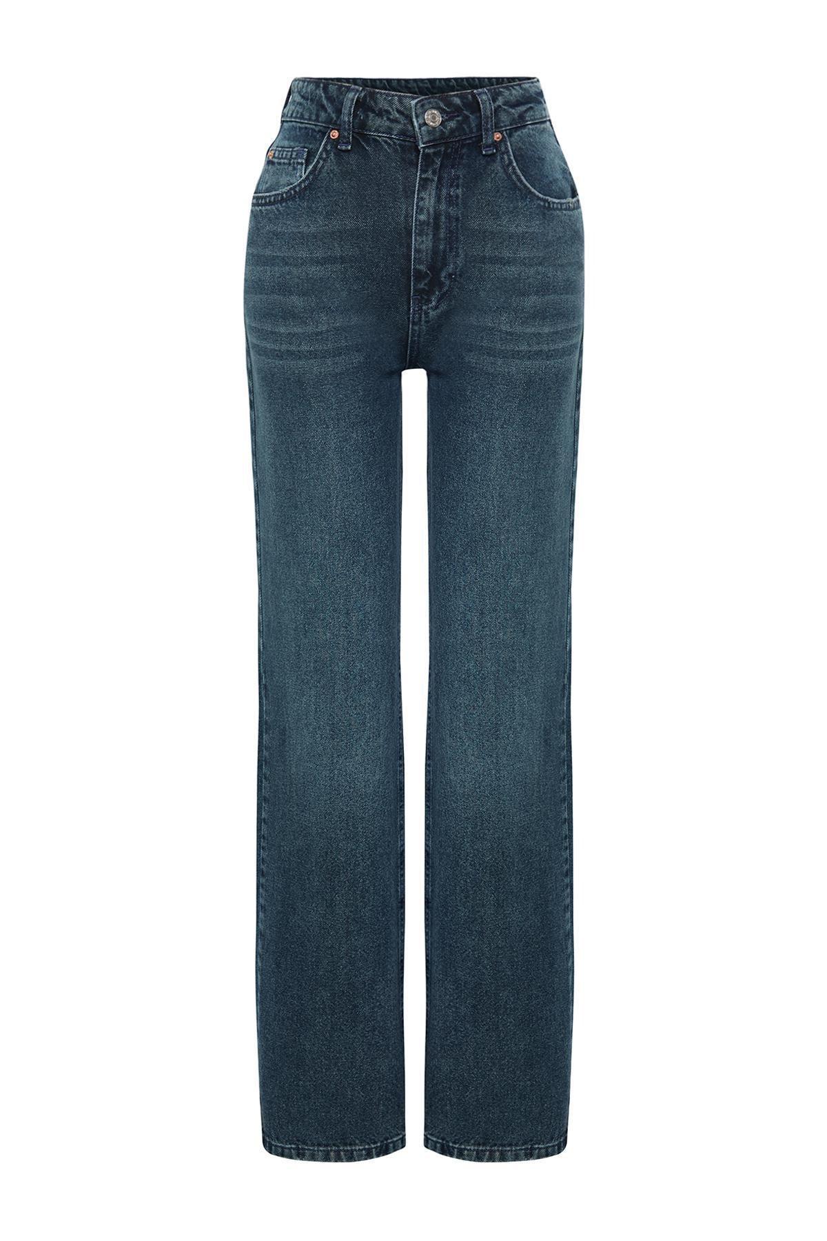 Navy Effect Vintage Wide Leg Jeans, , large image number 5
