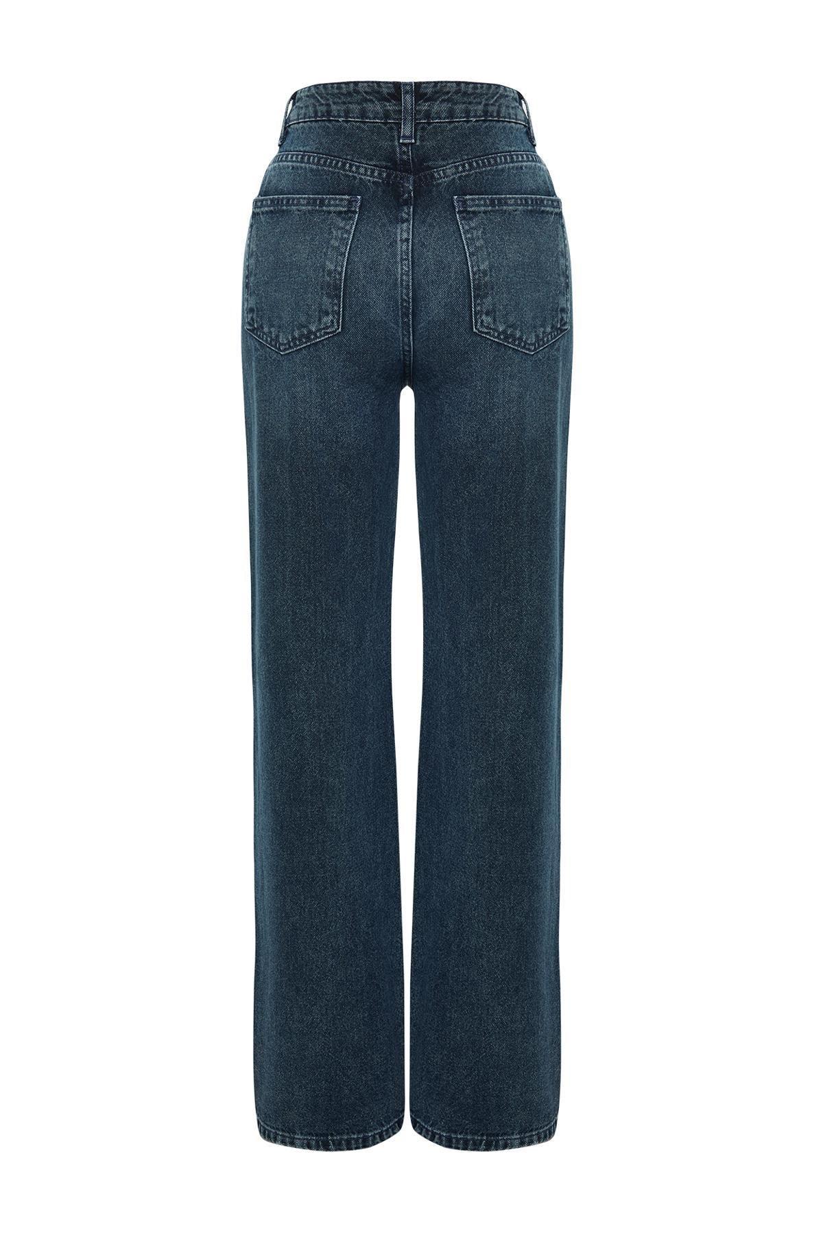 Navy Effect Vintage Wide Leg Jeans, , large image number 6