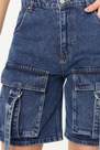 Trendyol - Blue Cargo Pocket Normal Waist Denim Shorts