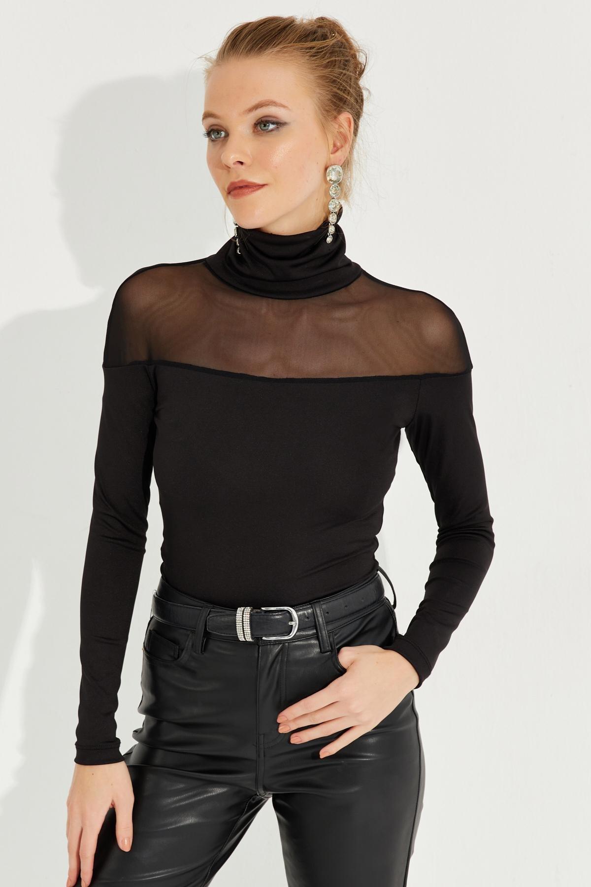 Black Detailed Fisherman Blouse, , large image number 5