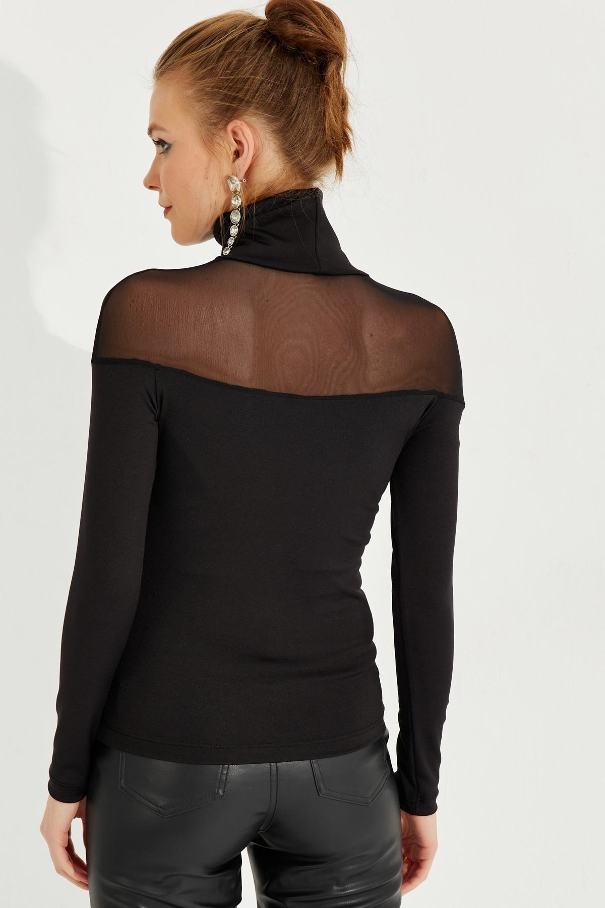 Black Detailed Fisherman Blouse, , large image number 6