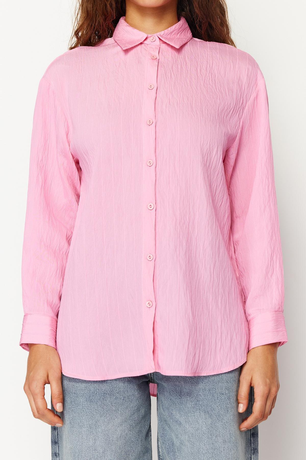 Pink Striped Oversize Shirt, , large image number 2
