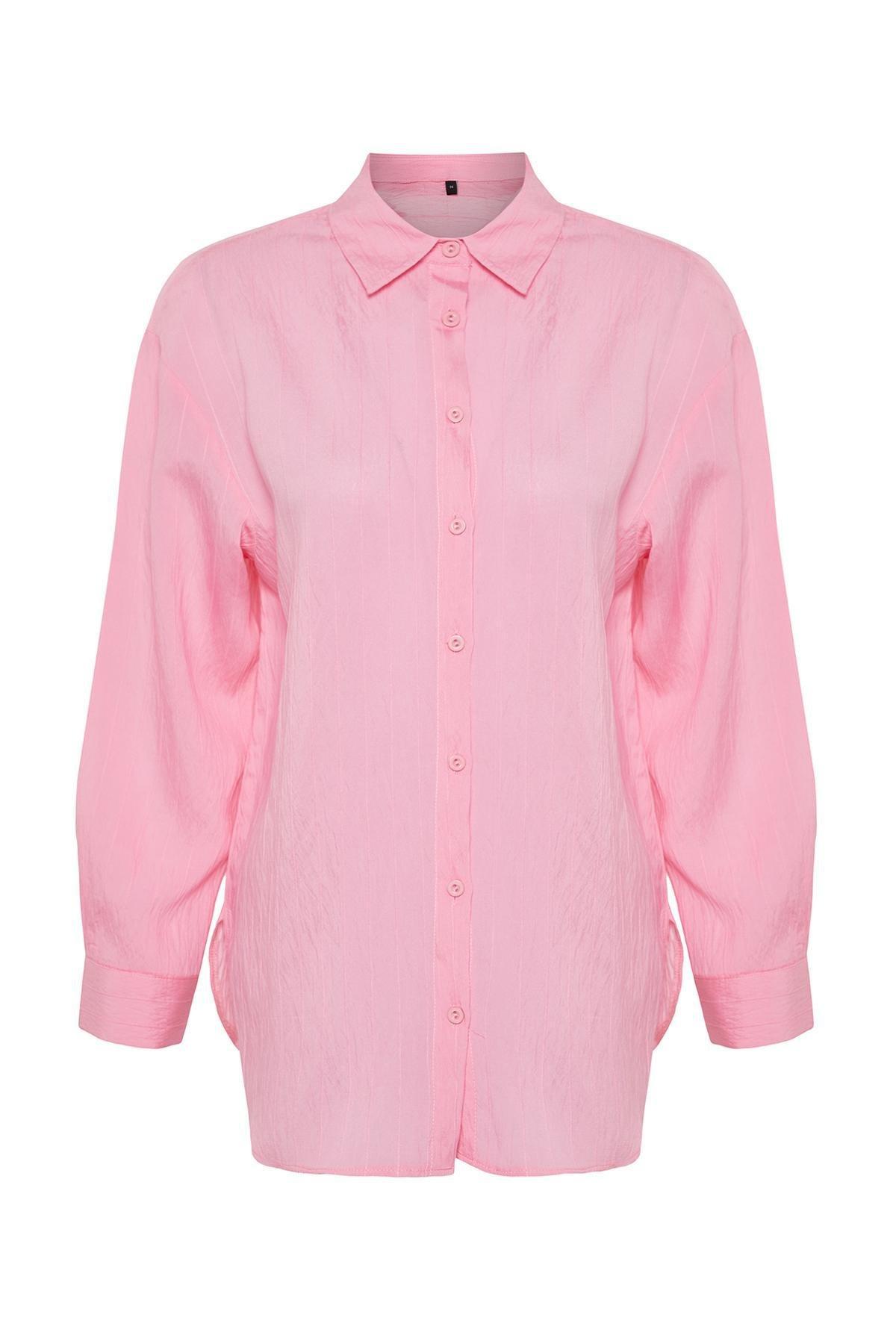 Pink Striped Oversize Shirt, , large image number 5