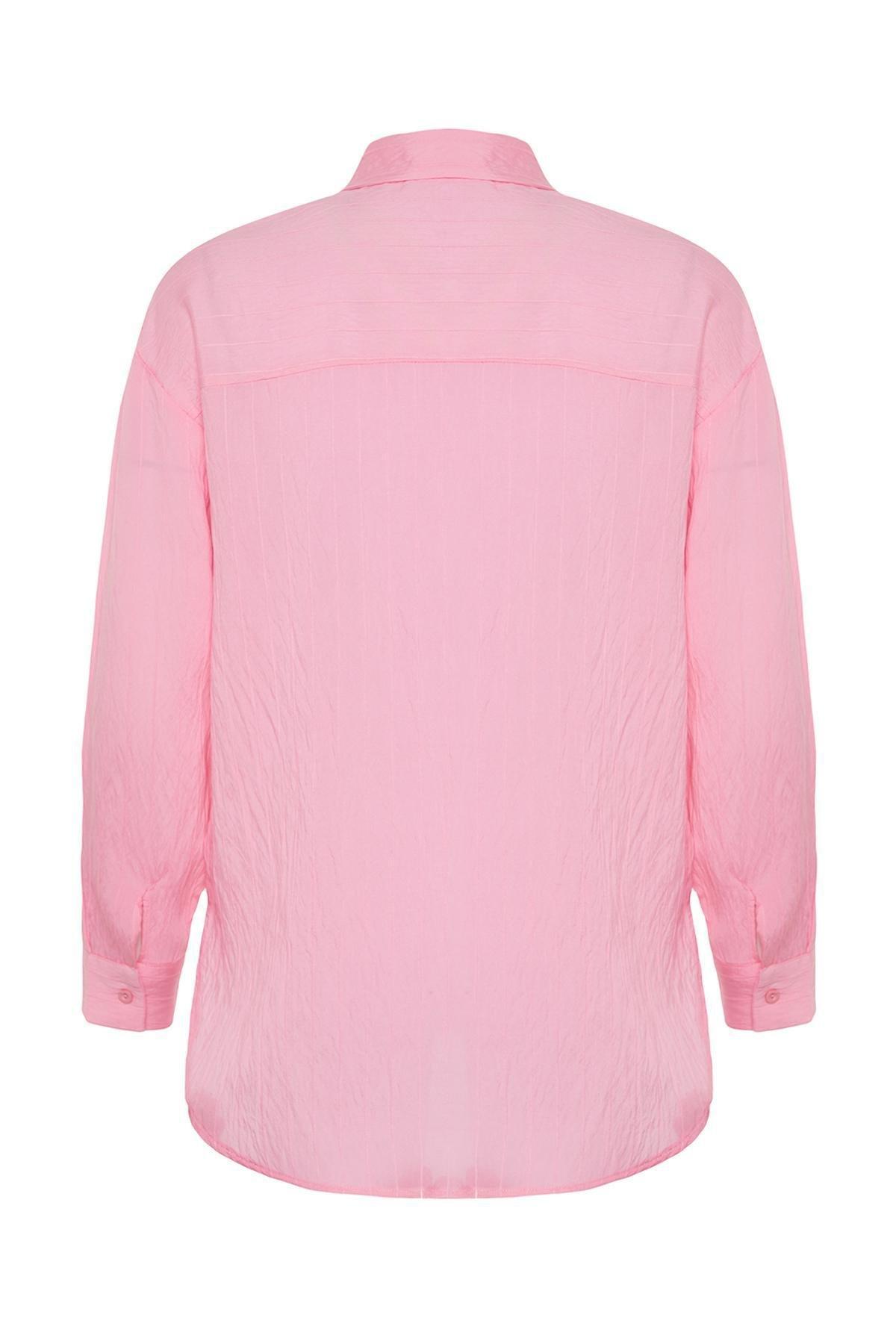 Pink Striped Oversize Shirt, , large image number 6