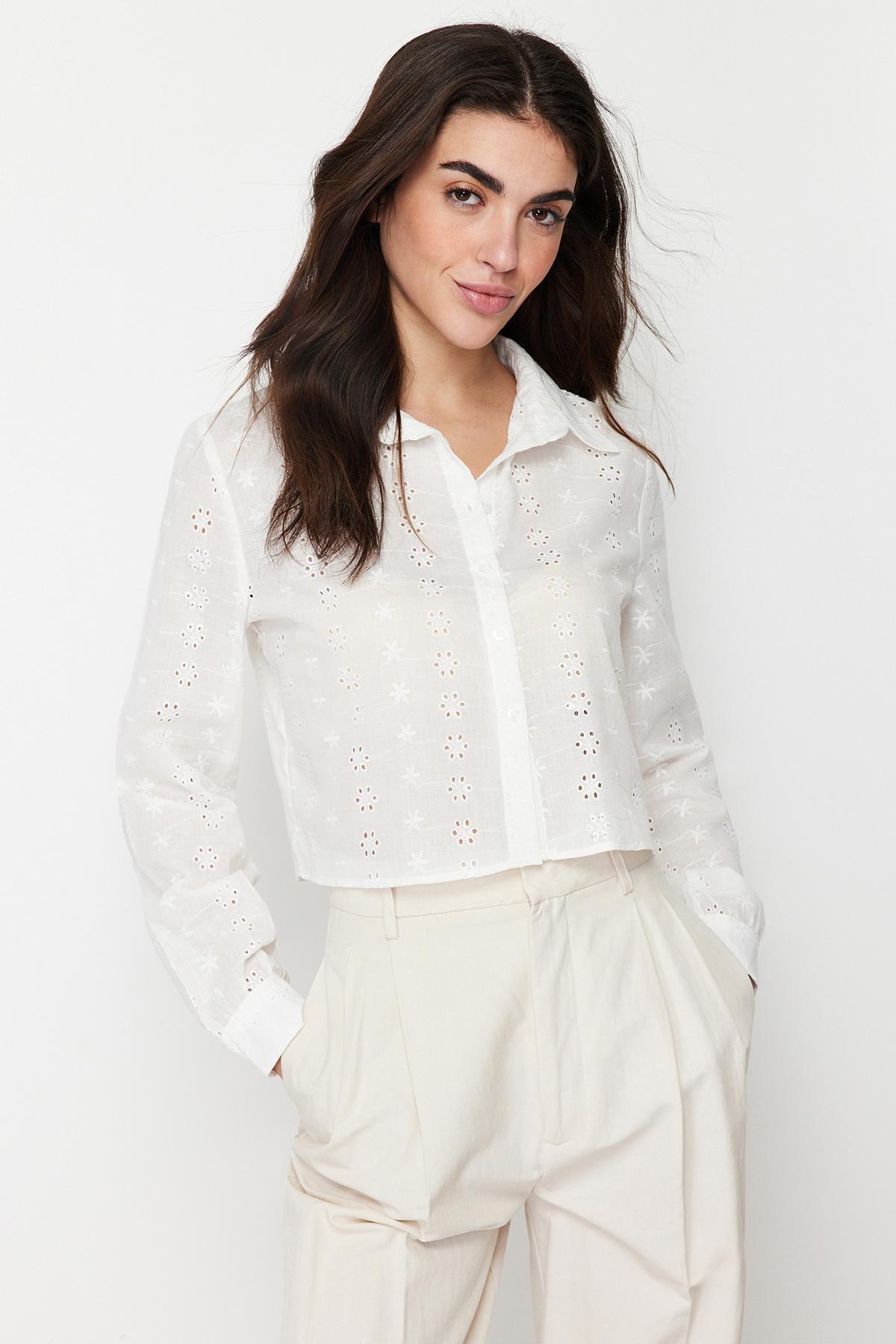 Ecru Brode Detail Shirt, , large image number 2