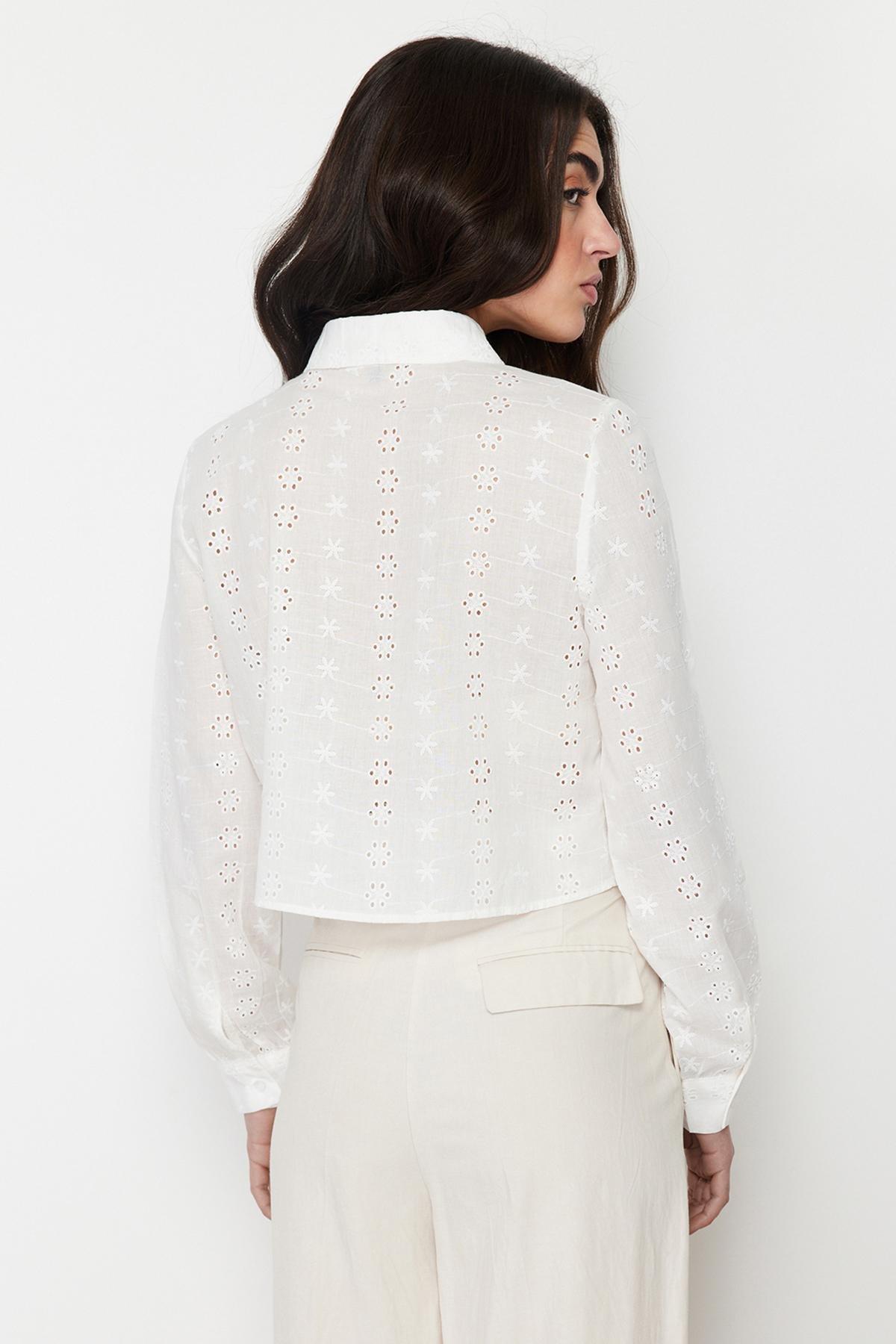 Ecru Brode Detail Shirt, , large image number 4