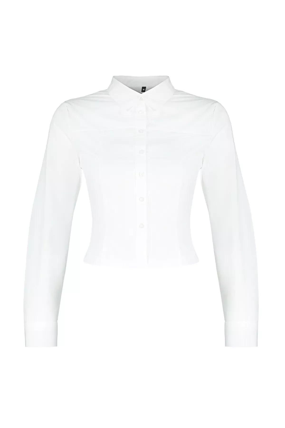 قميص بقصة ضيقة، كريمي, Ecru, large image number 5