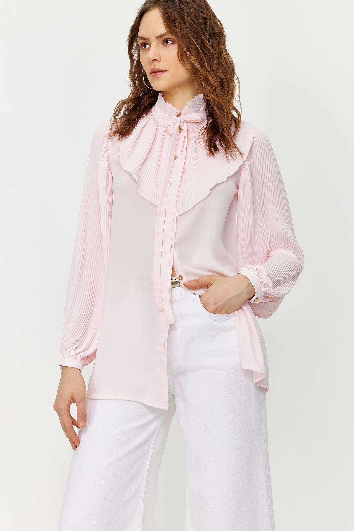 Pink Frilly Chiffon Woven Shirt, , large image number 0