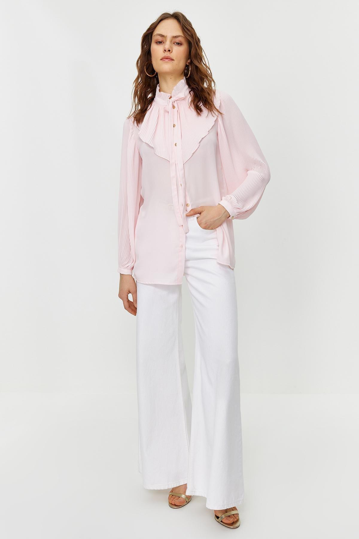 Pink Frilly Chiffon Woven Shirt, , large image number 2