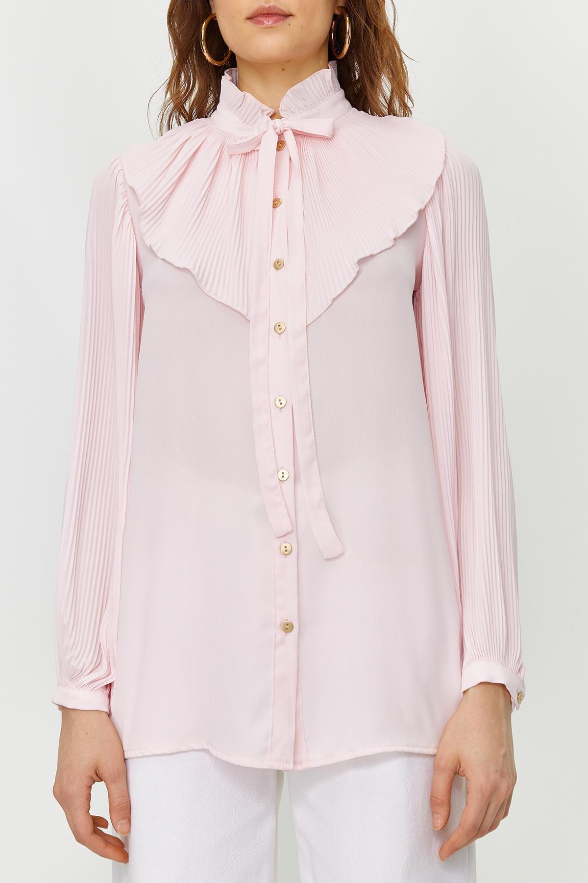 Pink Frilly Chiffon Woven Shirt, , large image number 4