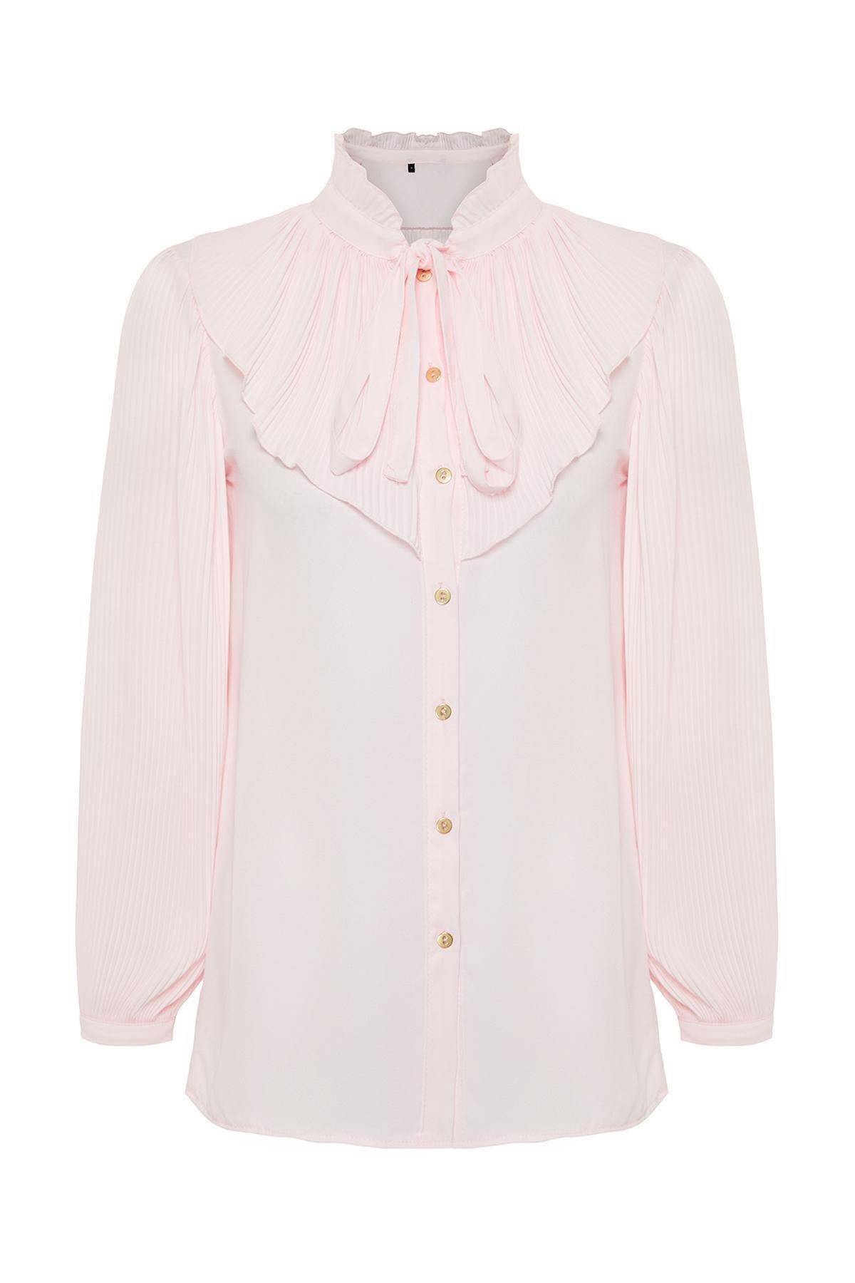 Pink Frilly Chiffon Woven Shirt, , large image number 6