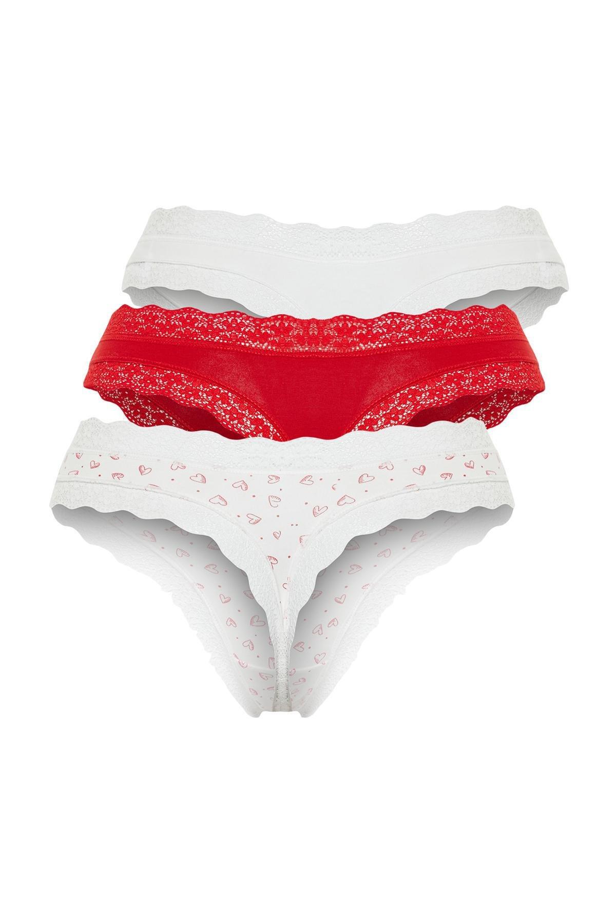 Multicoloured Detailed Thong, Set Of 3, , large image number 6