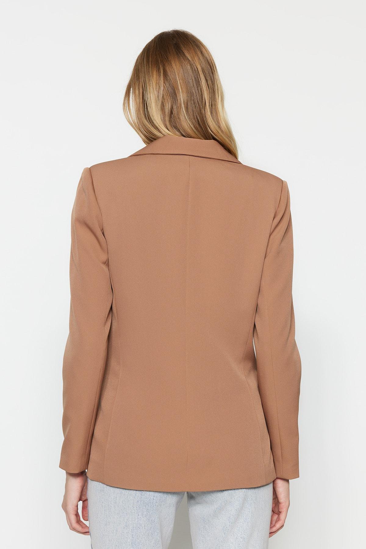Brown Lapel Collar Blazer, , large image number 2