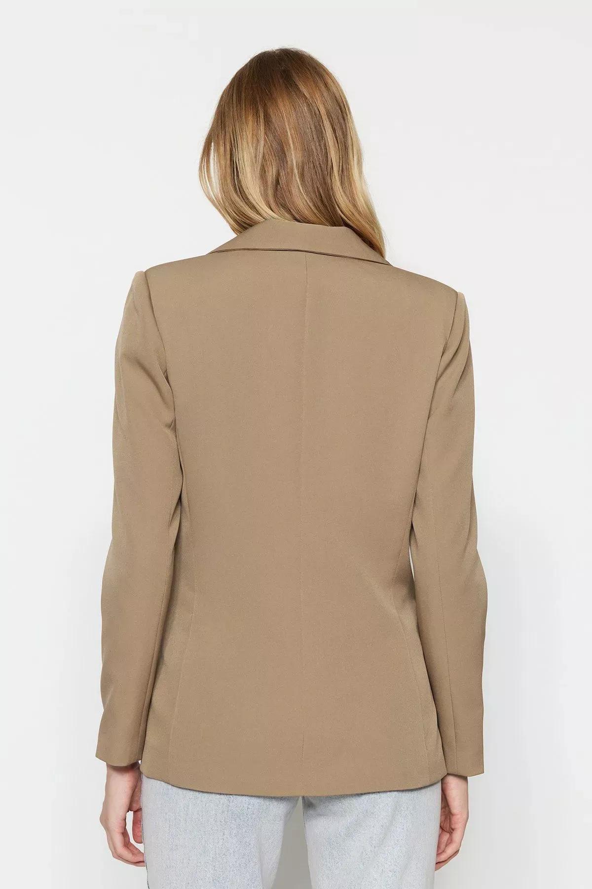 Brown Lapel Collar Blazer, Brown, large image number 4