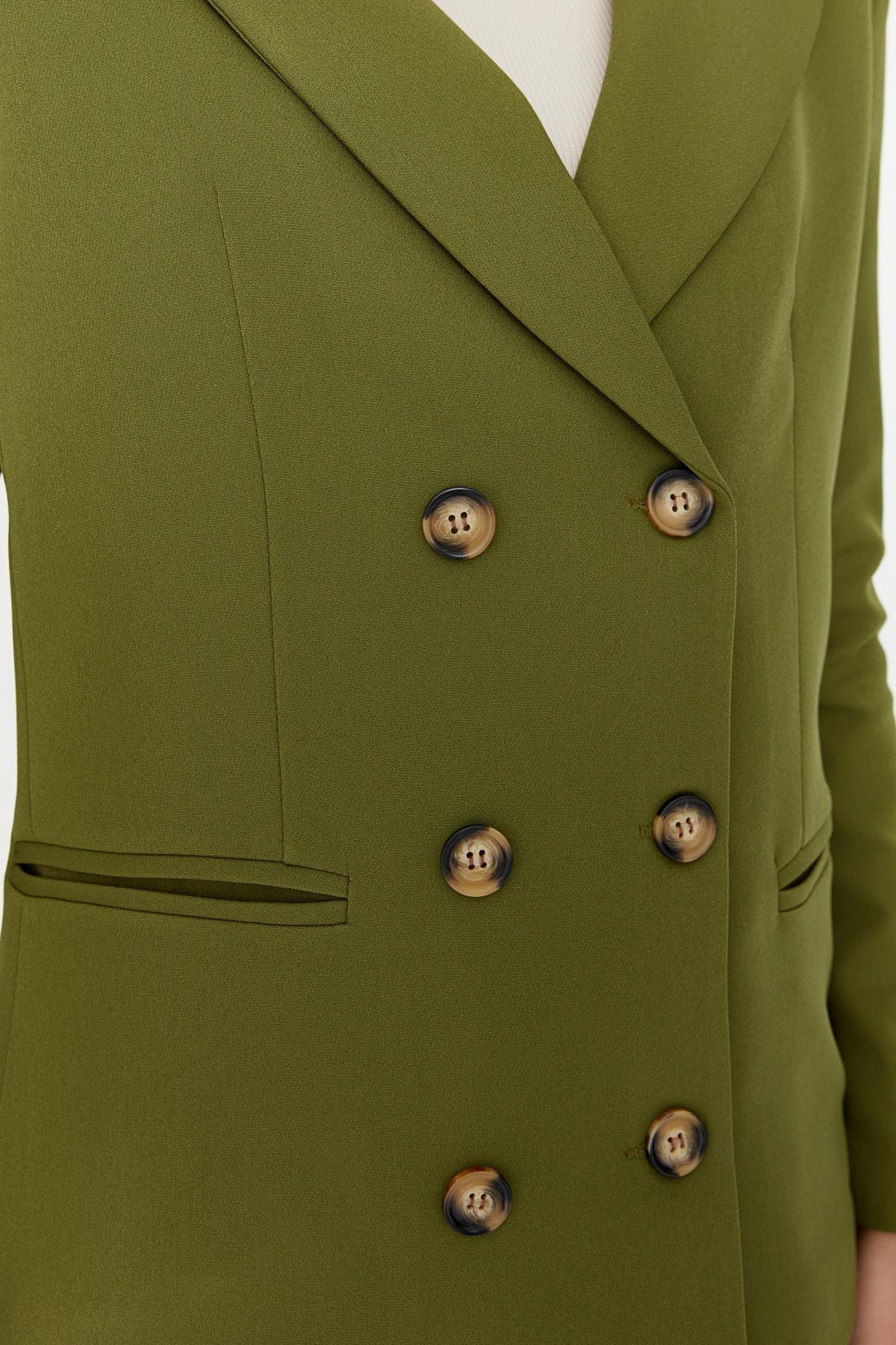 Green Regular Lapel Collar Blazer, , large image number 6