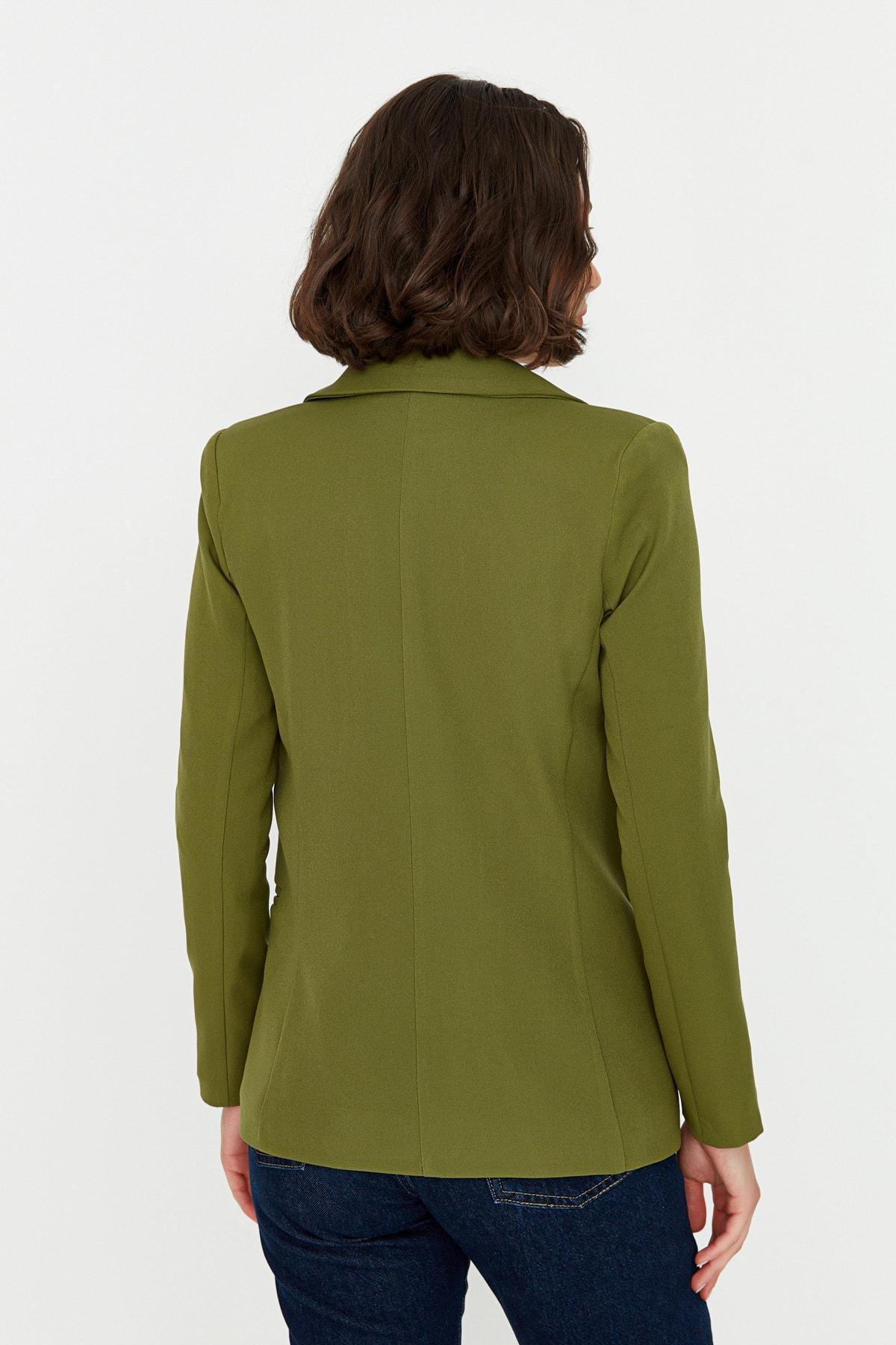 Green Regular Lapel Collar Blazer, , large image number 8
