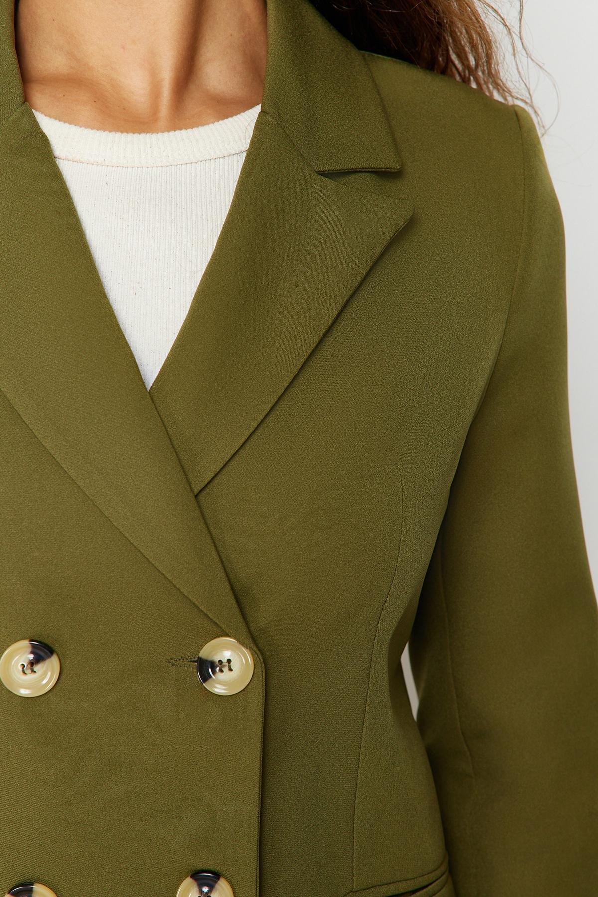 Green Regular Lapel Collar Blazer, , large image number 9