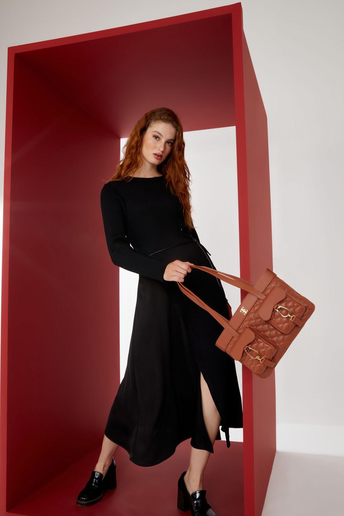 Brown Shoulder Bag, TOBACCO, large image number 2