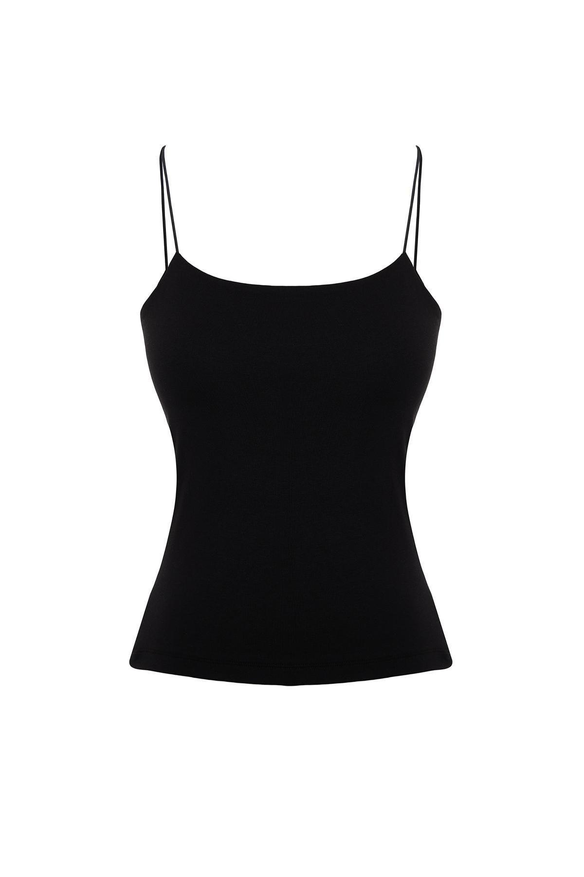 Black Strap Stretch Knitted Undershirt, , large image number 5