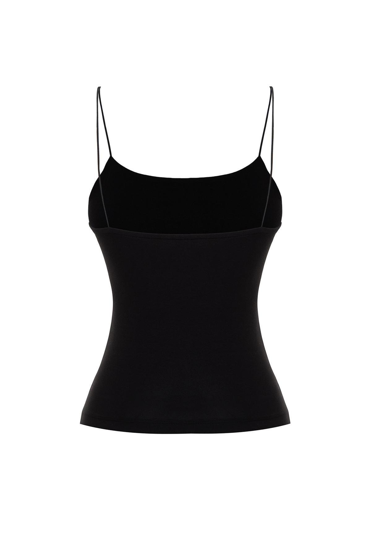 Black Strap Stretch Knitted Undershirt, , large image number 6