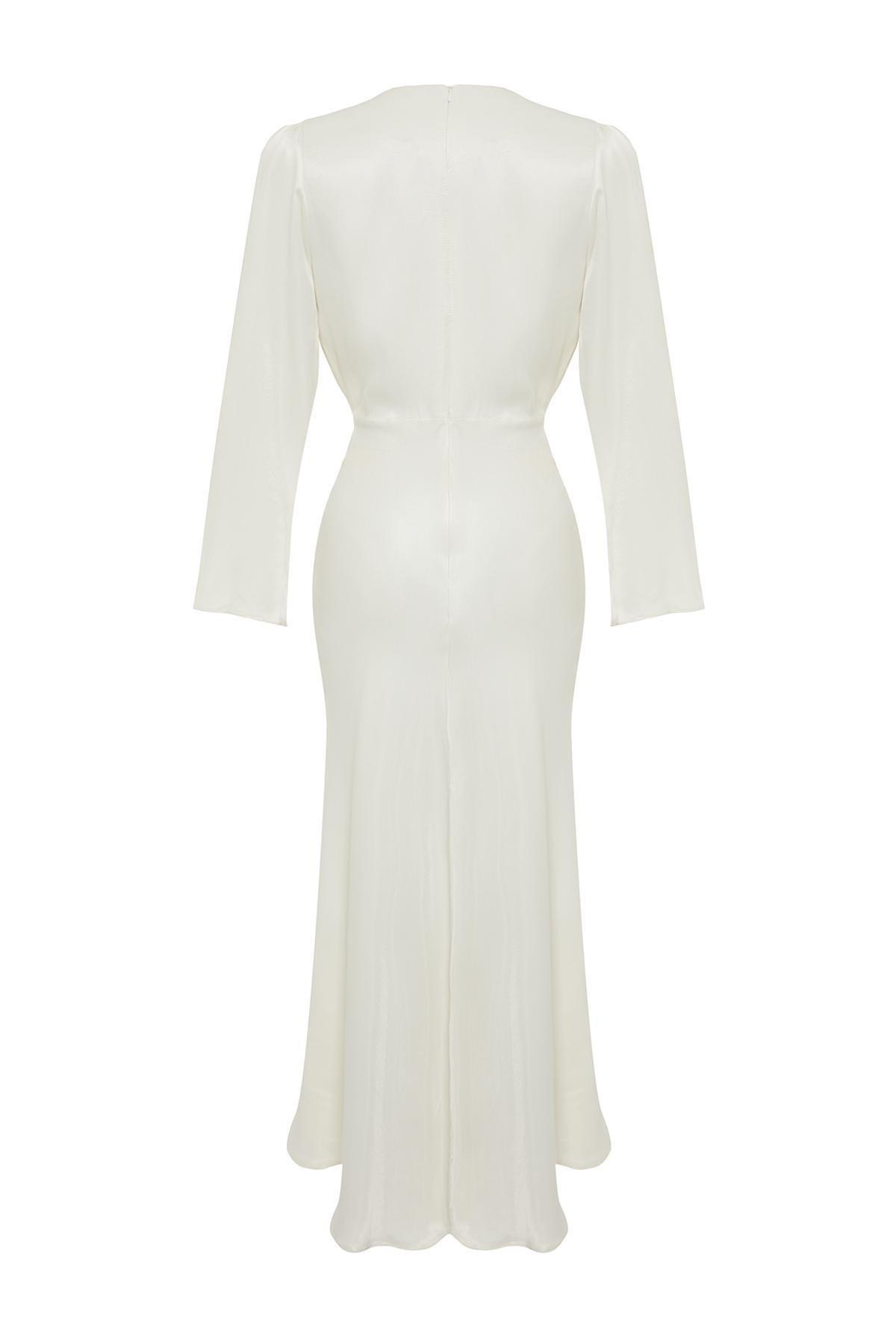 White Detailed Occasion Wear Dress, , large image number 7