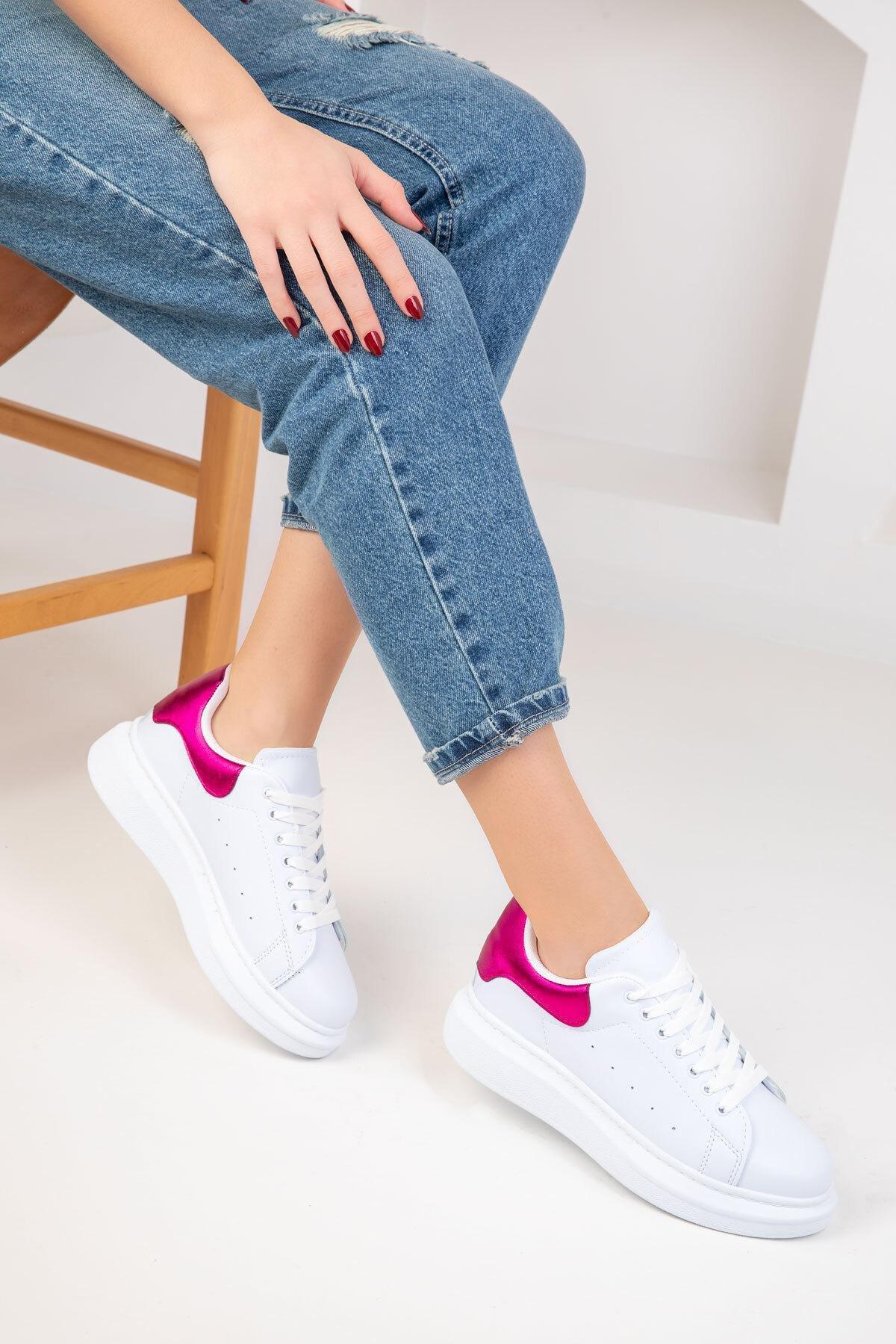 White-Pink Detailed Sneakers, , large image number 0
