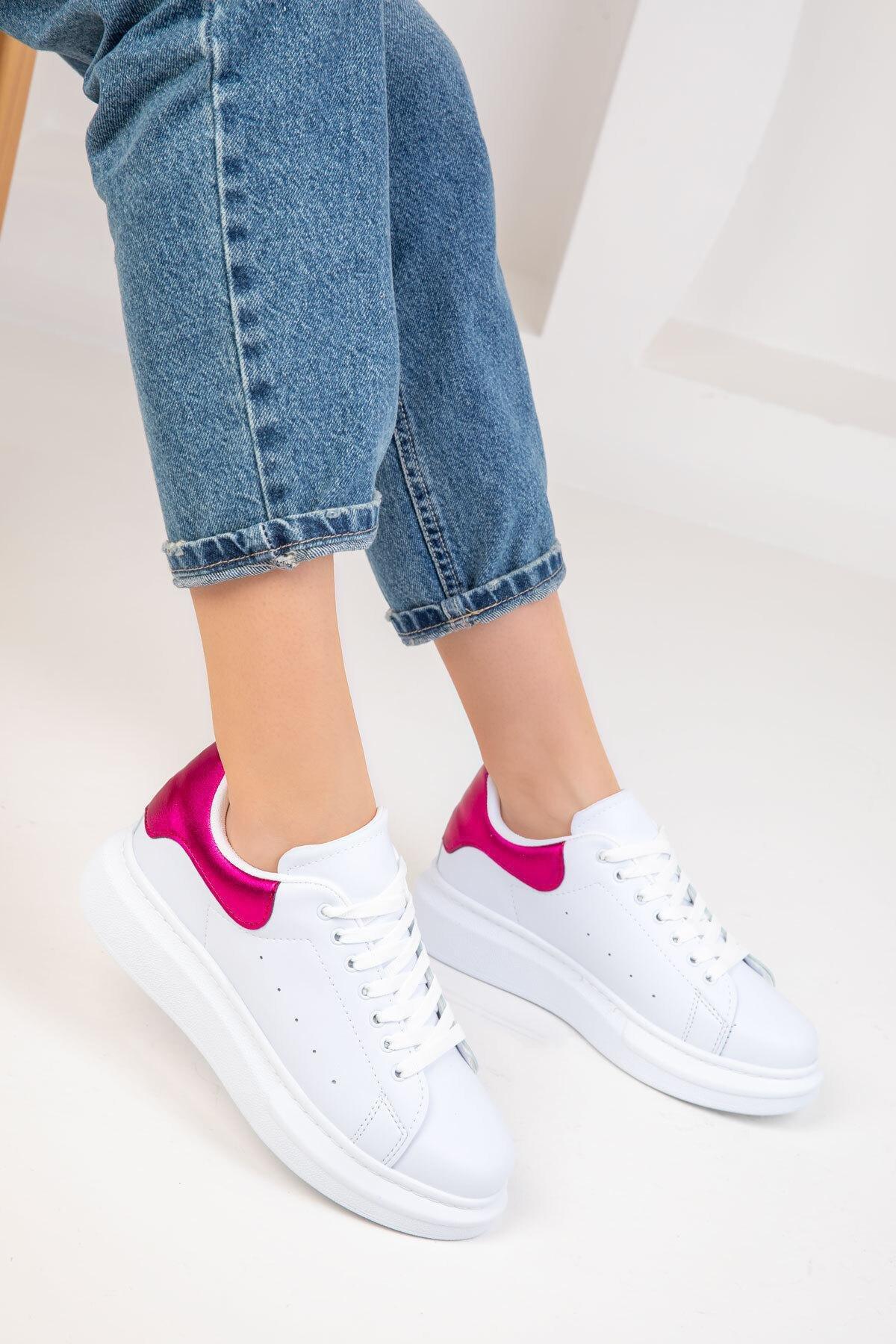 White-Pink Detailed Sneakers, , large image number 1