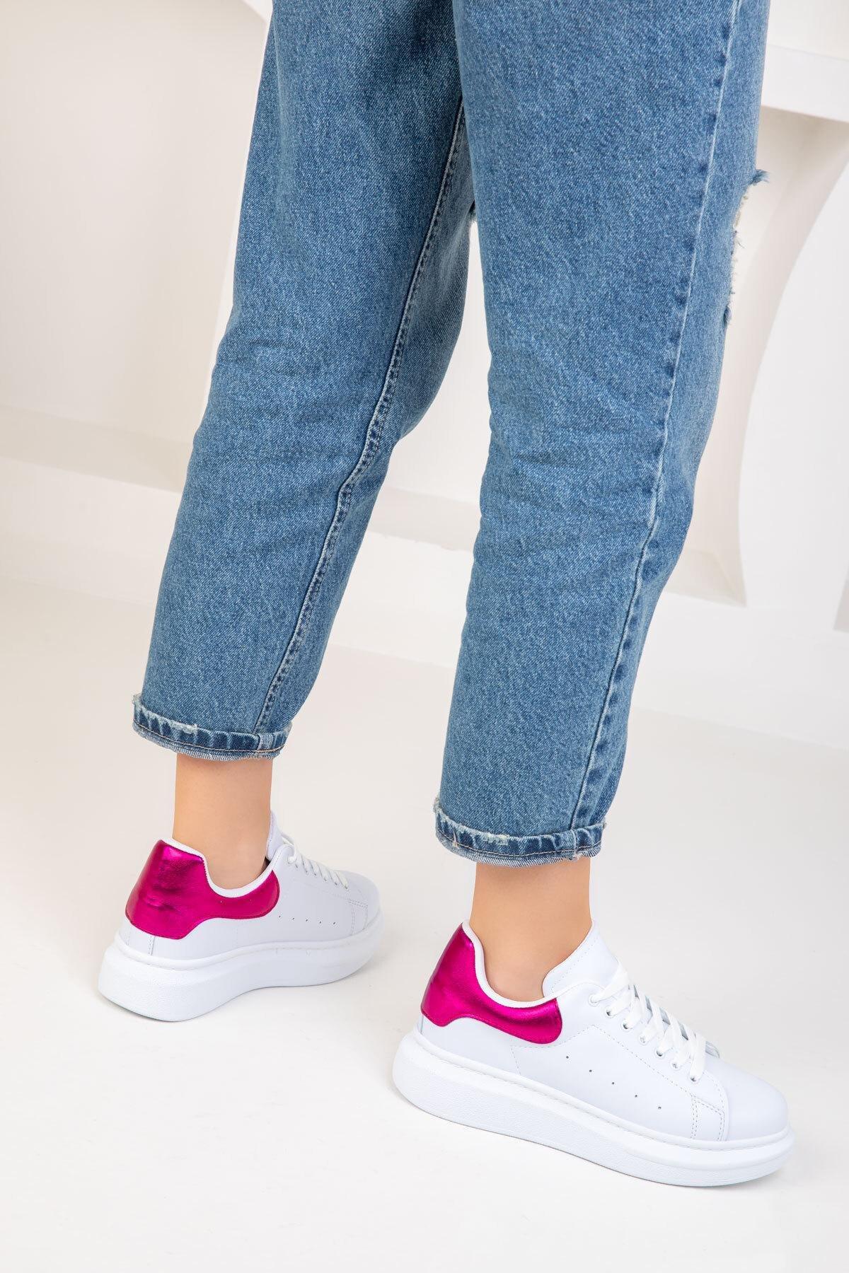 White-Pink Detailed Sneakers, , large image number 3