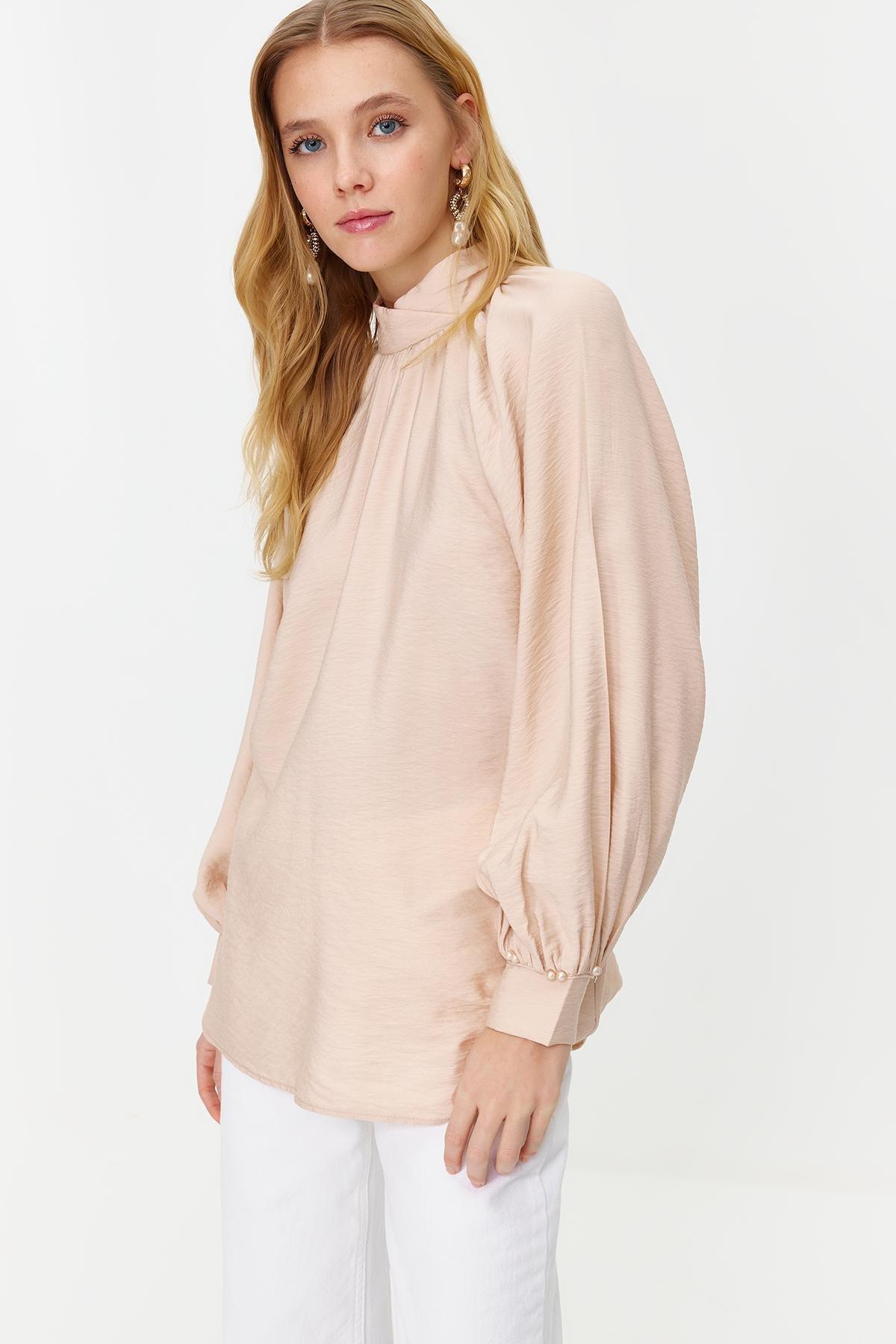 Cream Pearl Detail Shirt, , large image number 0