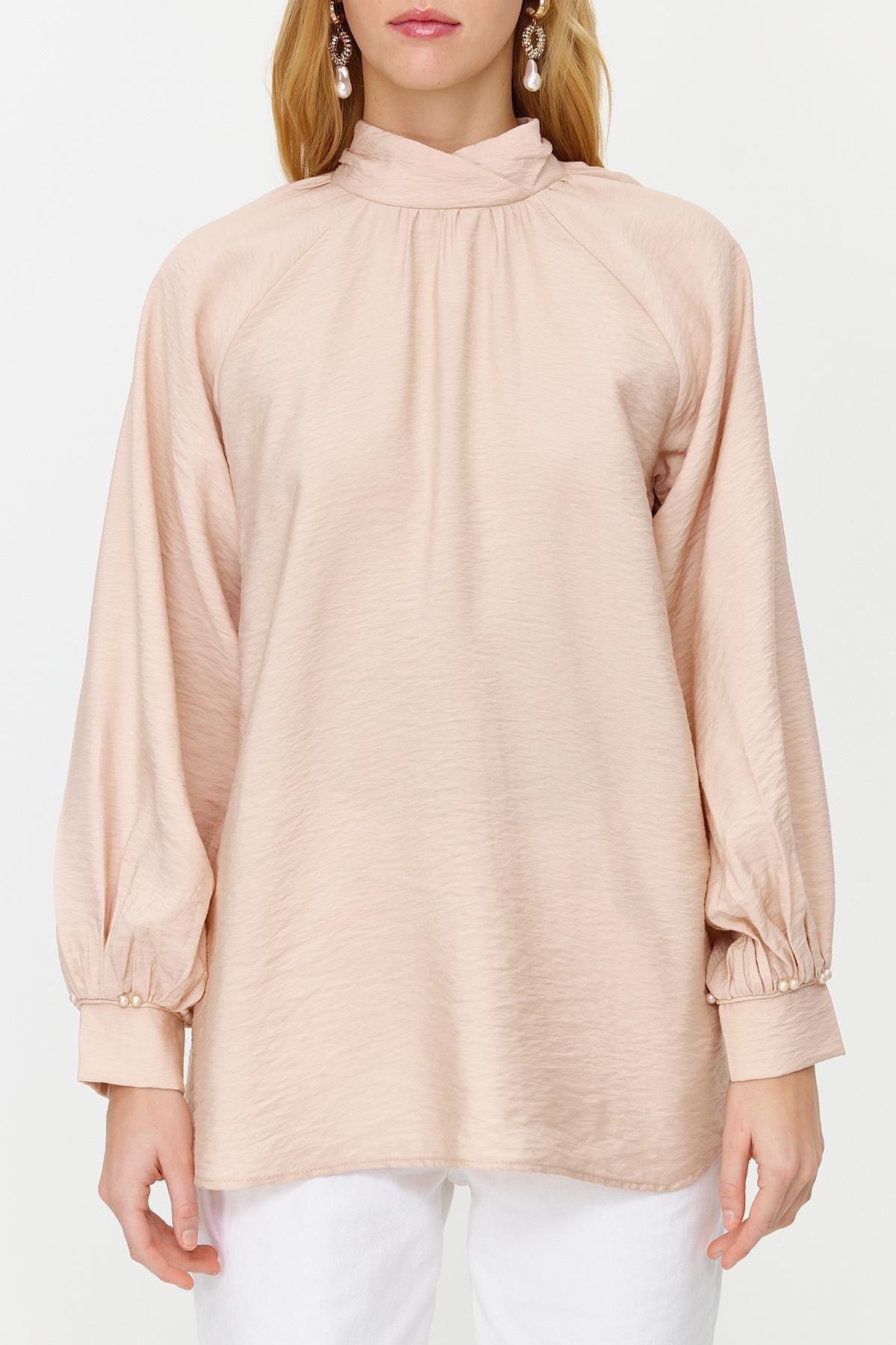 Cream Pearl Detail Shirt, , large image number 2