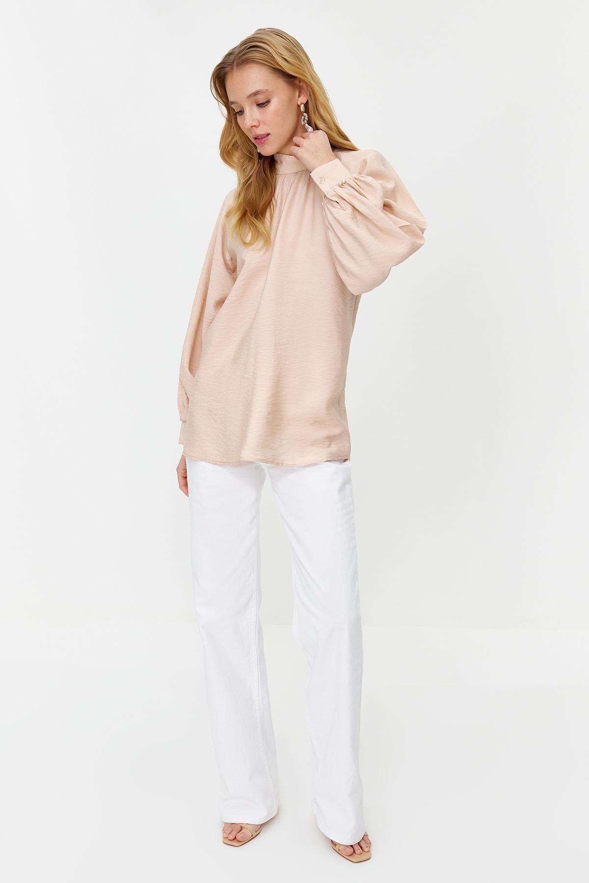 Cream Pearl Detail Shirt, , large image number 3