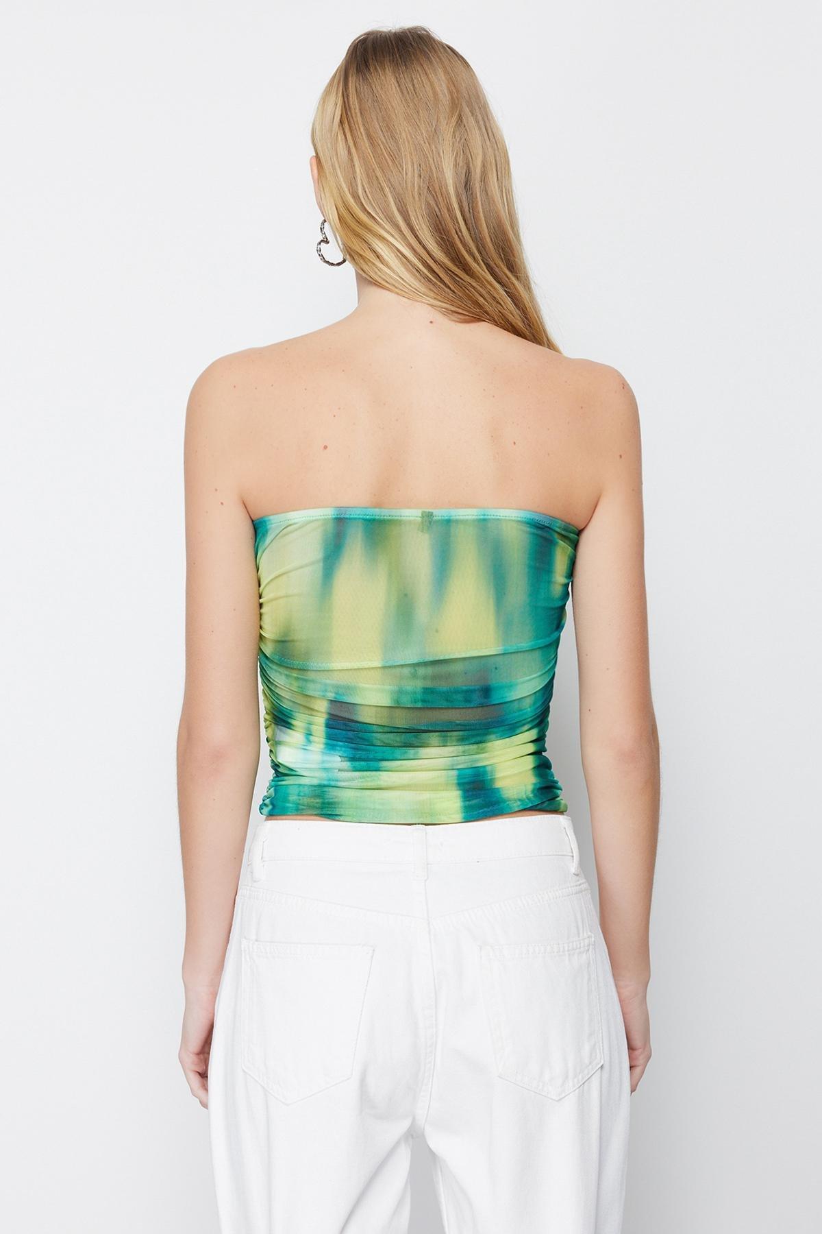 Green Strapless Lined Blouse, , large image number 4