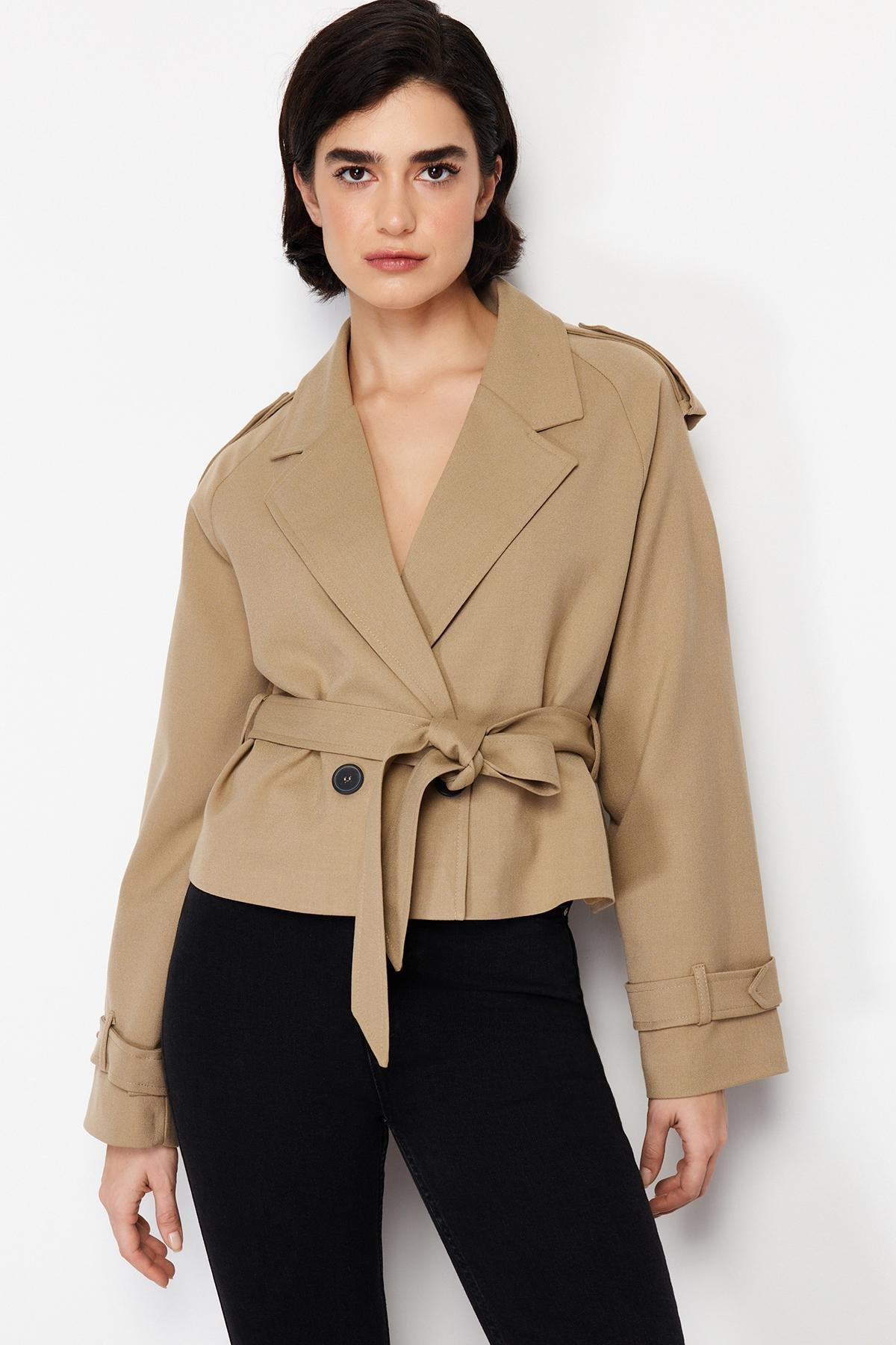 Beige Woven Blazer, , large image number 1