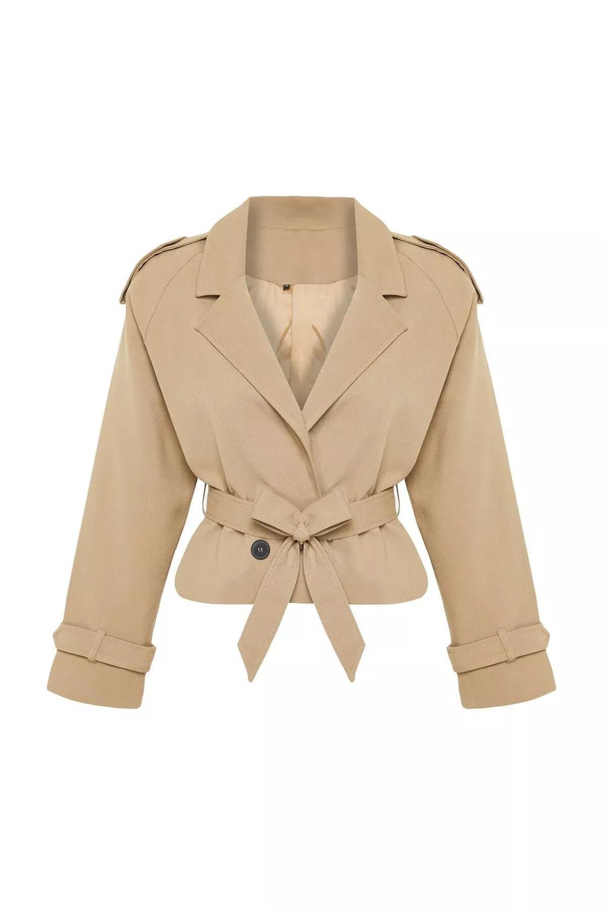 Beige Woven Blazer, Mink, large image number 5