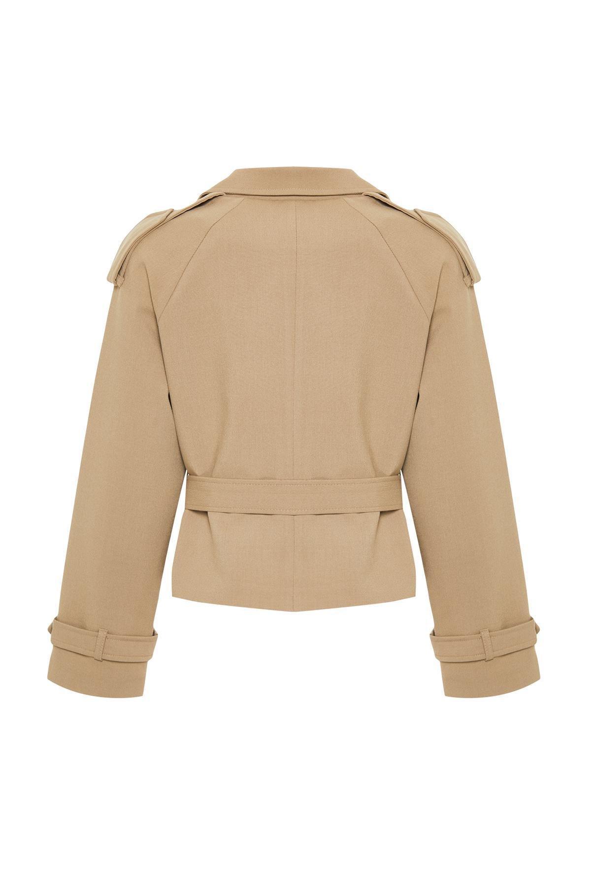 Beige Woven Blazer, , large image number 6